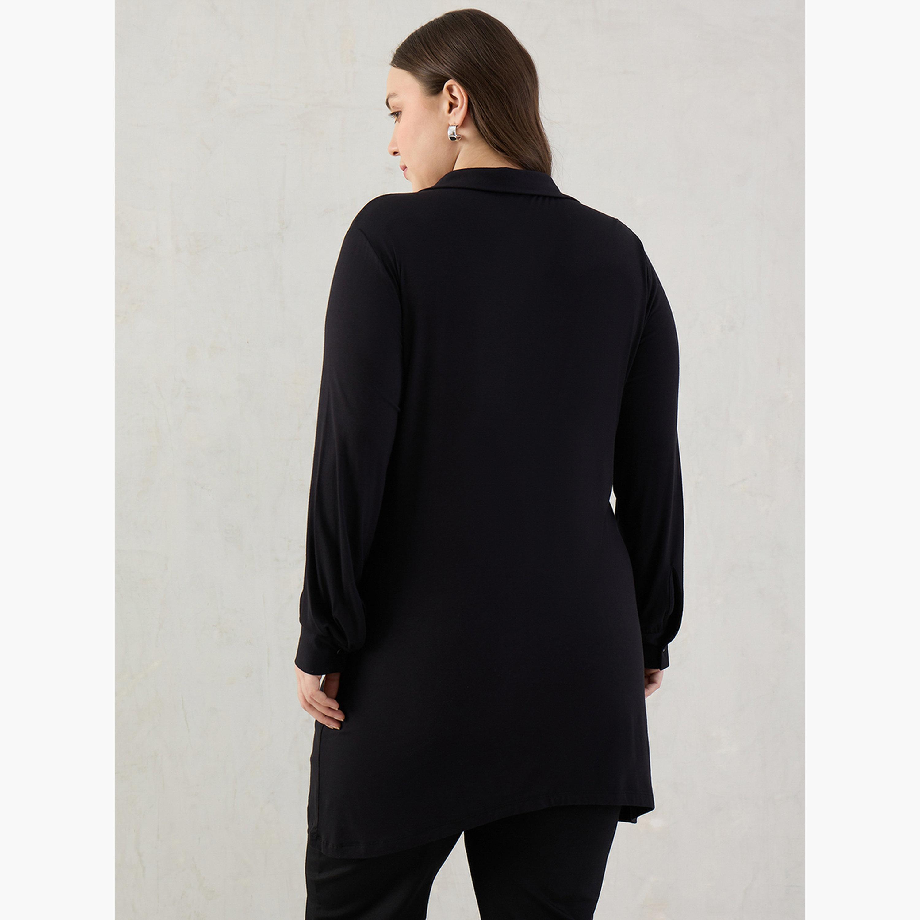 Femmella Plus Size Black Long Sleeve Tunic Top-women-clothing-tshirts-image-5