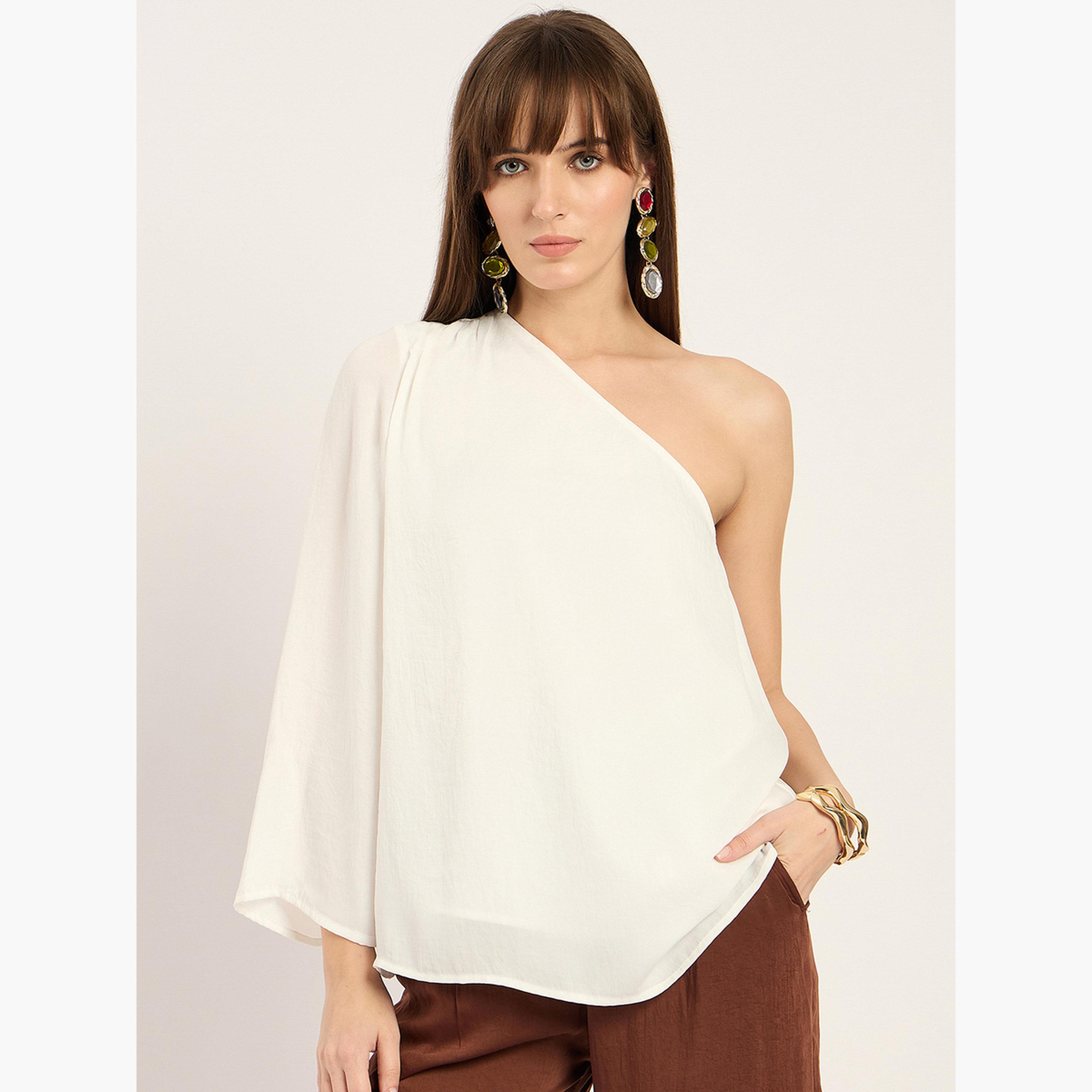 Femmella White One Shoulder Satin Top-women-clothing-shirtsandblouses-blouses-image-1