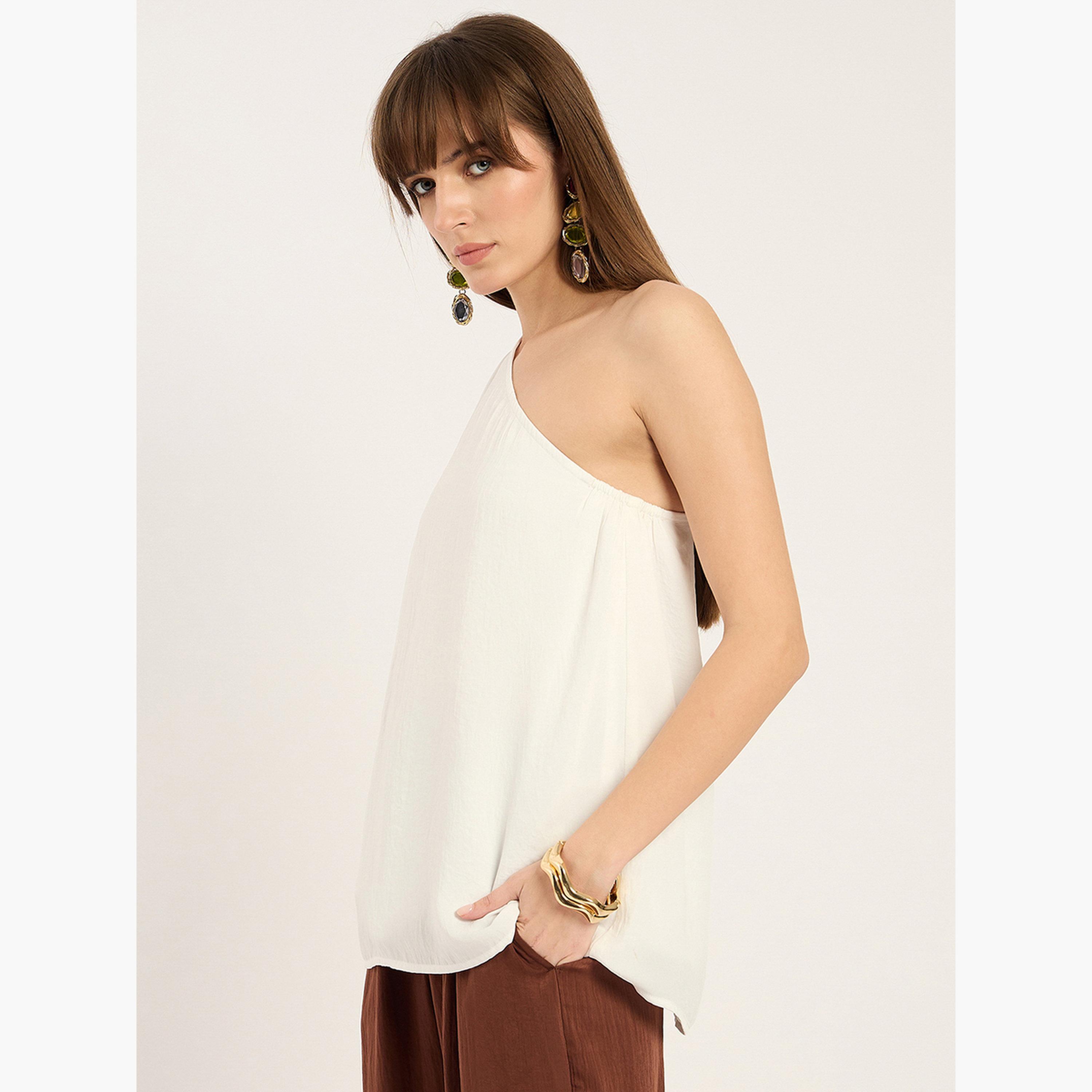 فيميلا - بلوزة ساتان بيضاء بكتف واحد-women-clothing-shirtsandblouses-blouses-image-3
