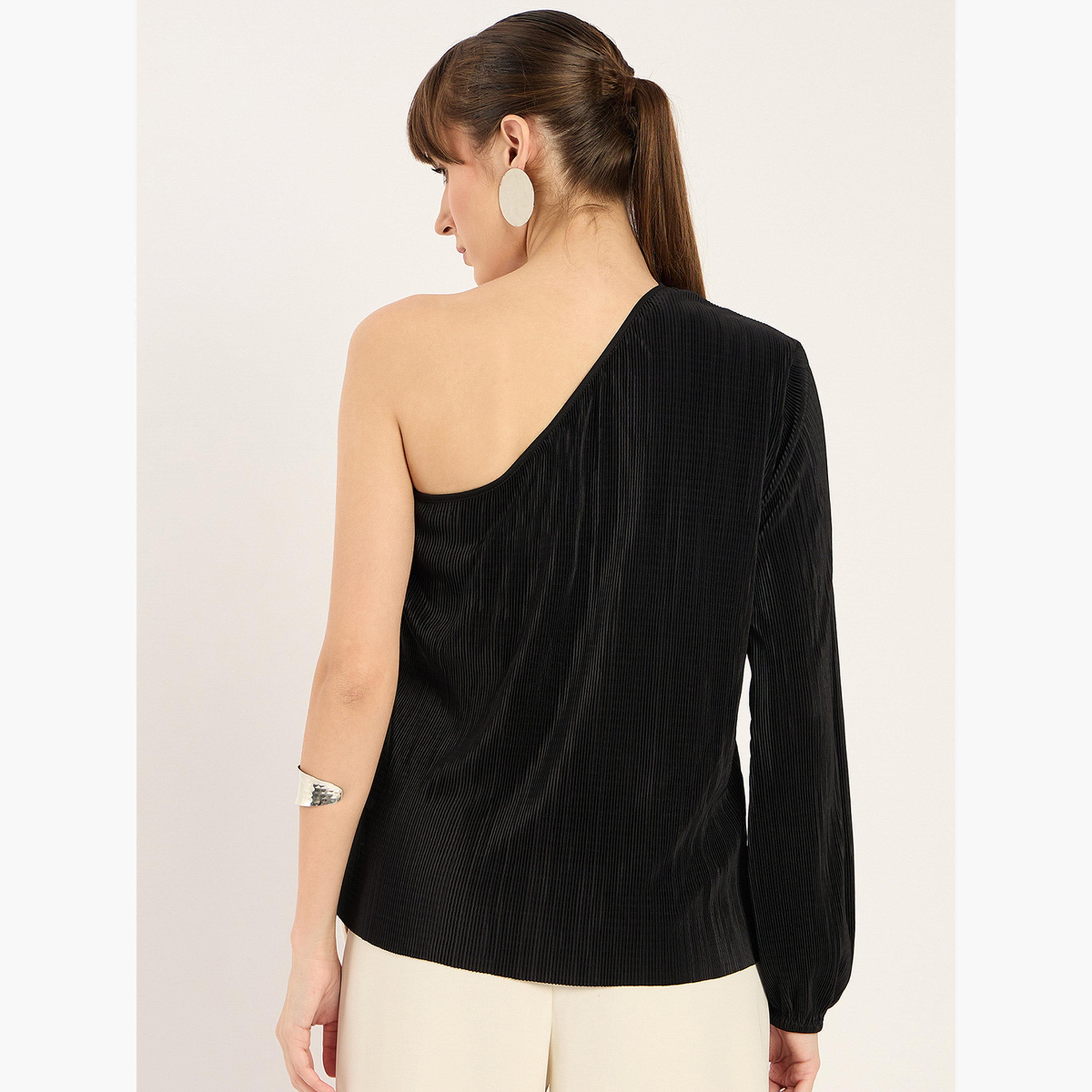 فيميلا - بلوزة سوداء بكتف واحد-women-clothing-shirtsandblouses-blouses-image-5