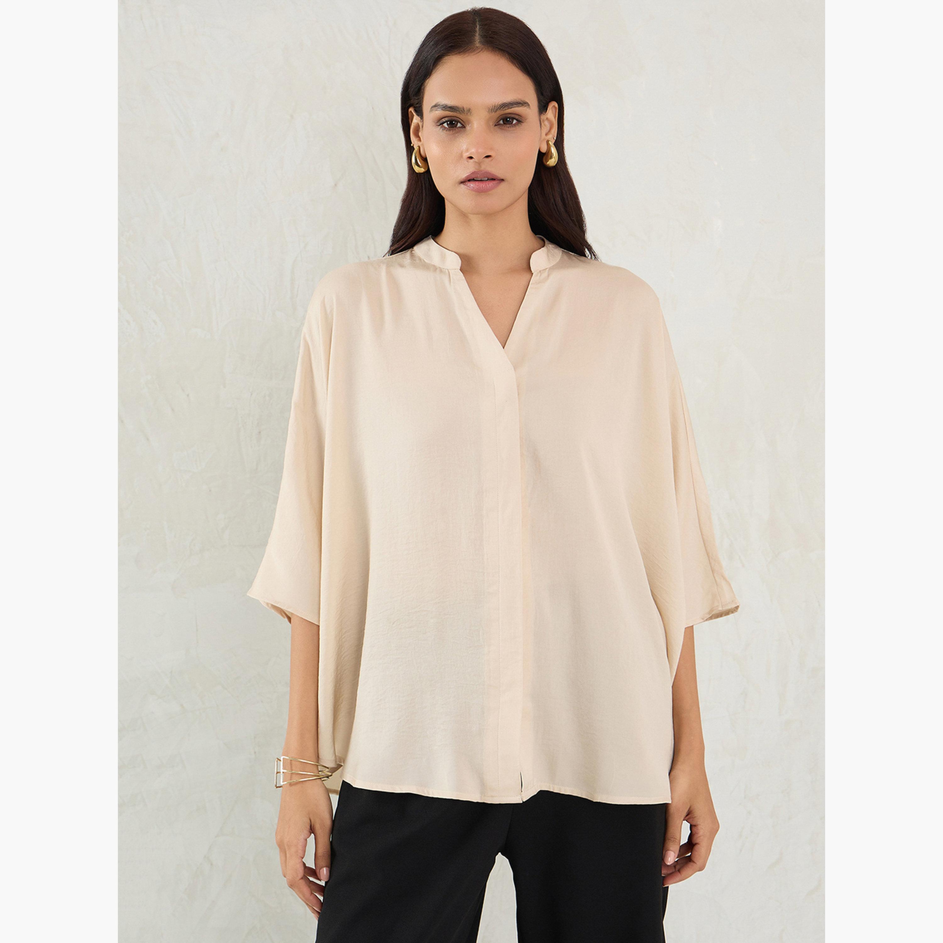 Femmella Beige Satin Oversized Top-women-clothing-shirtsandblouses-shirts-image-1