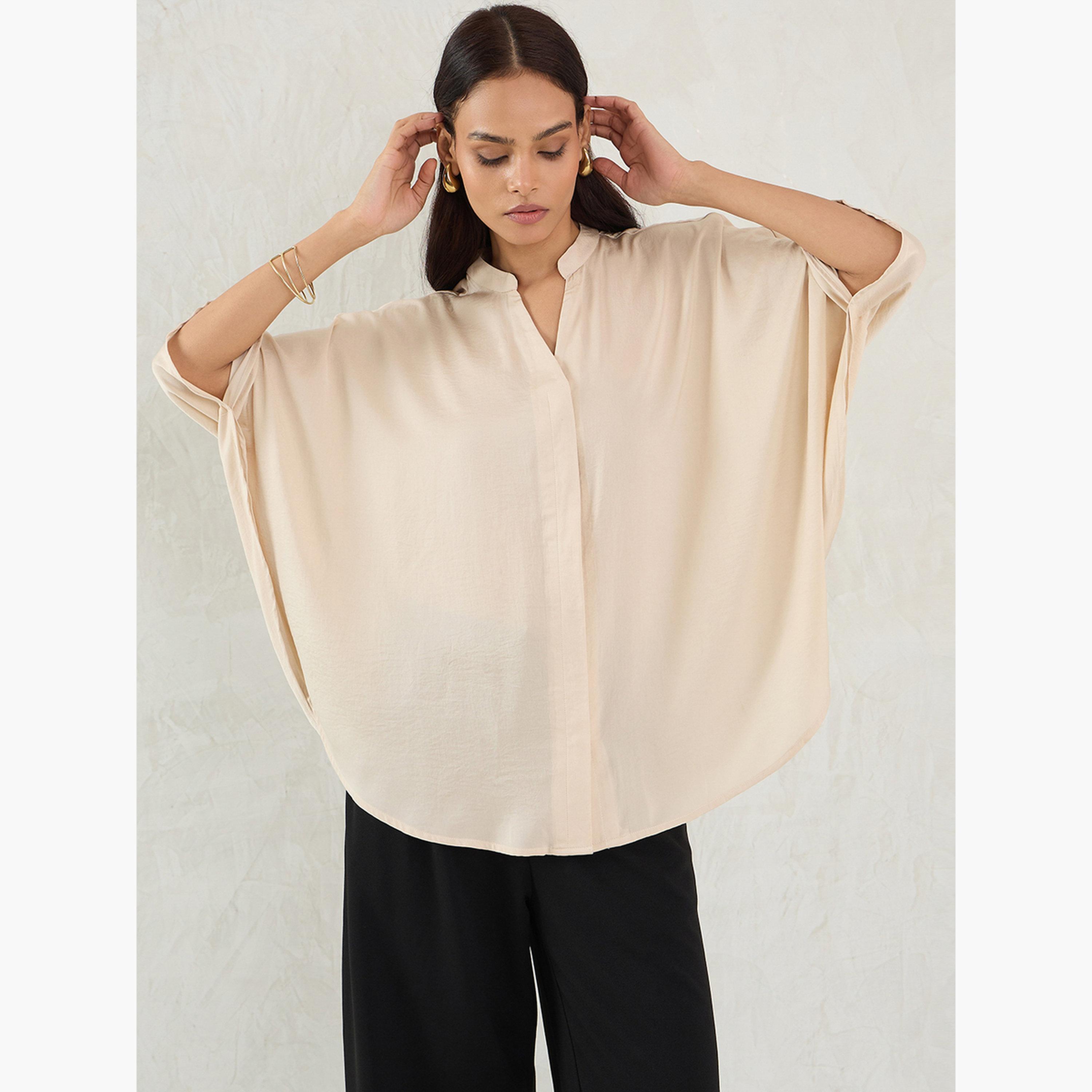 Femmella Beige Satin Oversized Top-women-clothing-shirtsandblouses-shirts-image-3