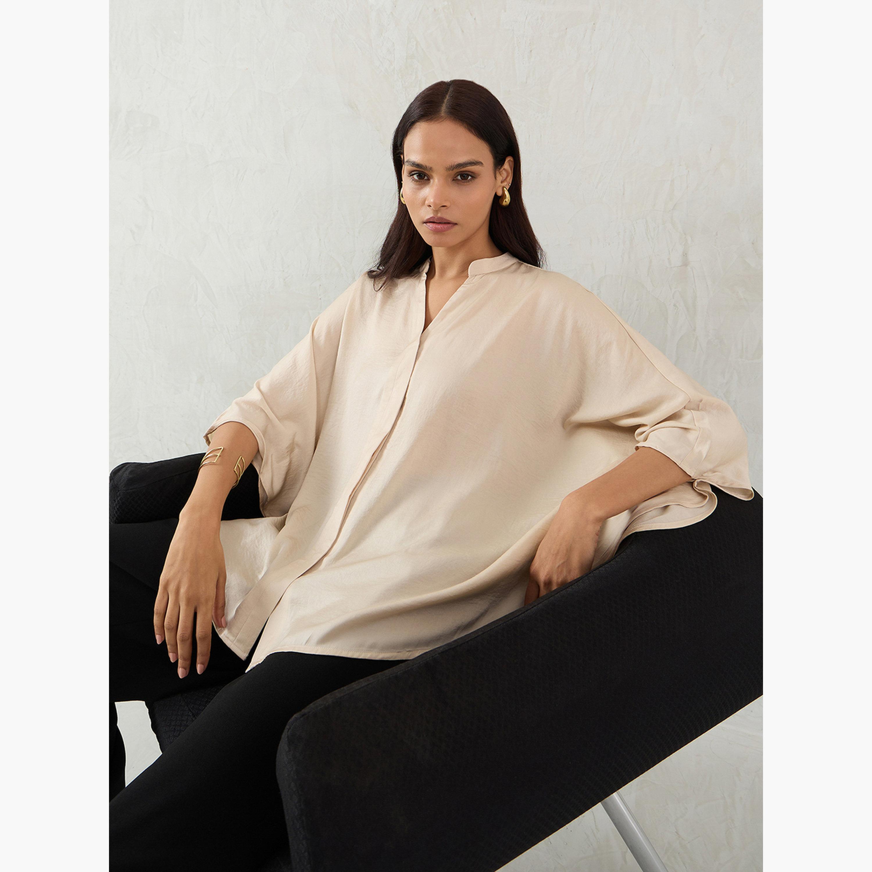 Femmella Beige Satin Oversized Top-women-clothing-shirtsandblouses-shirts-image-6