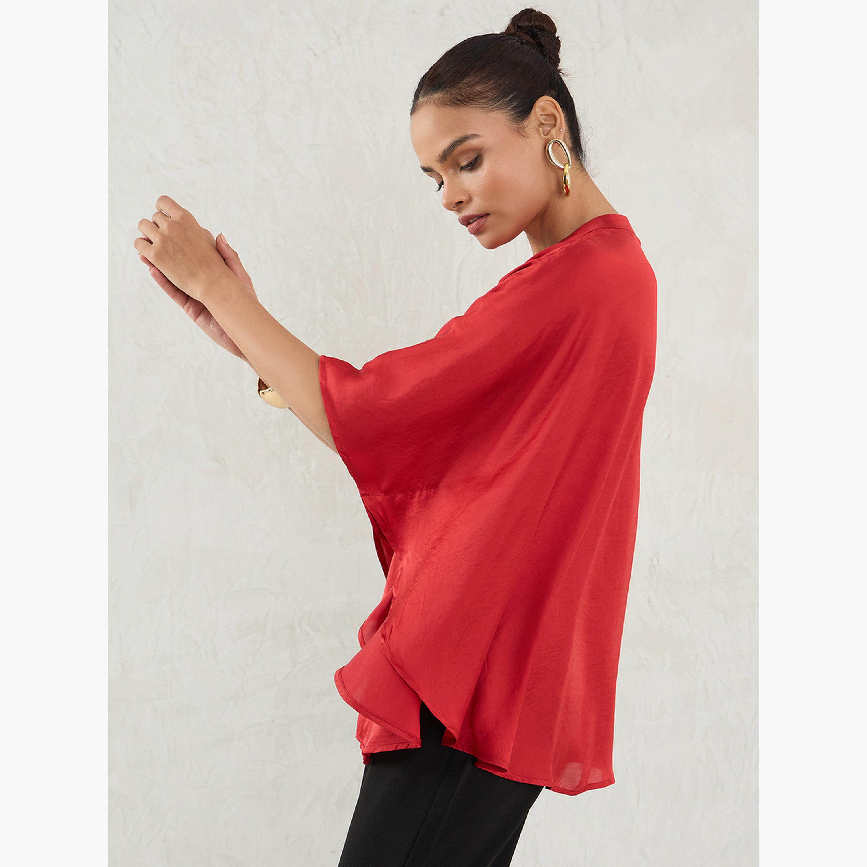 Femmella Red Satin Oversized Top-women-clothing-shirtsandblouses-shirts-image-3