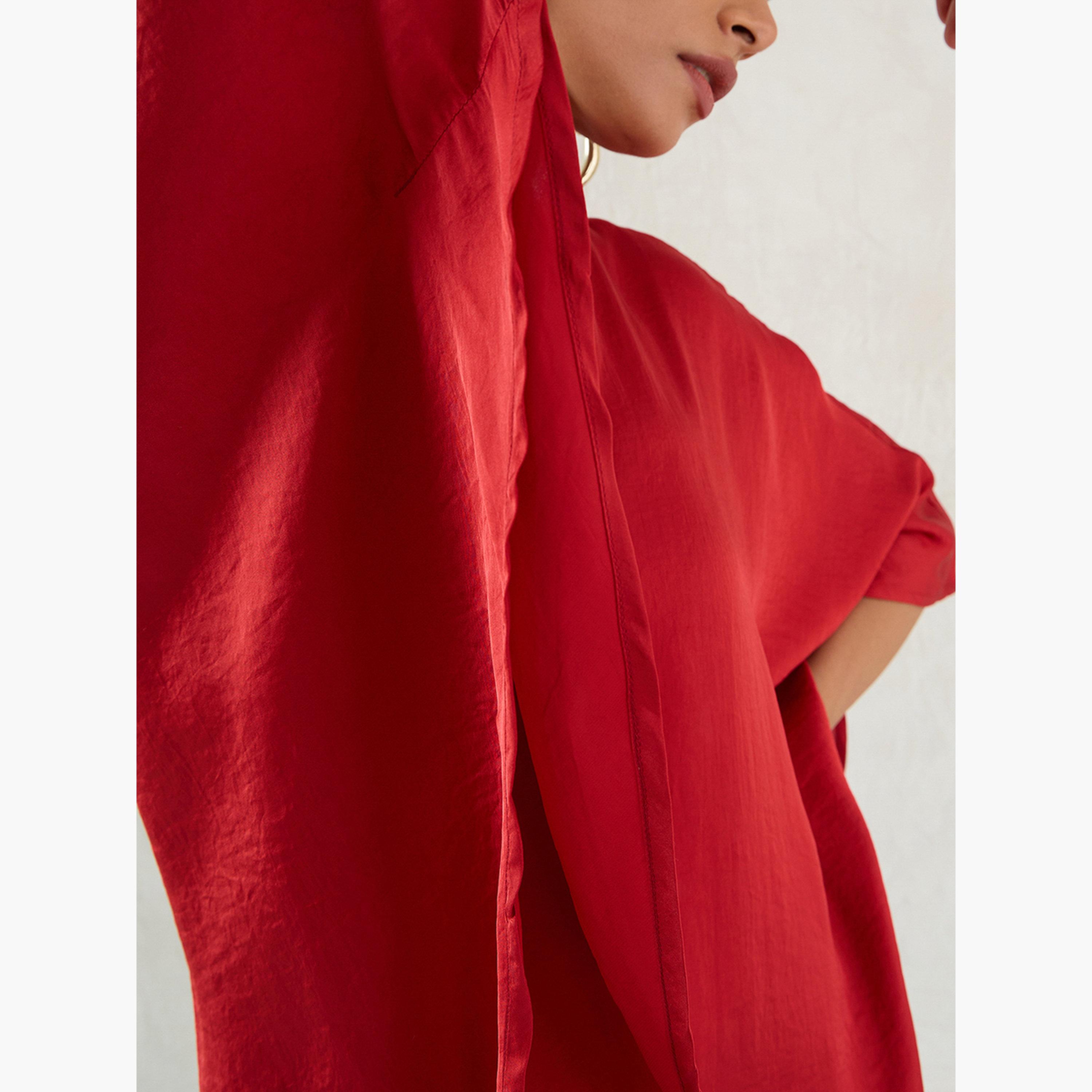 Femmella Red Satin Oversized Top-women-clothing-shirtsandblouses-shirts-image-4
