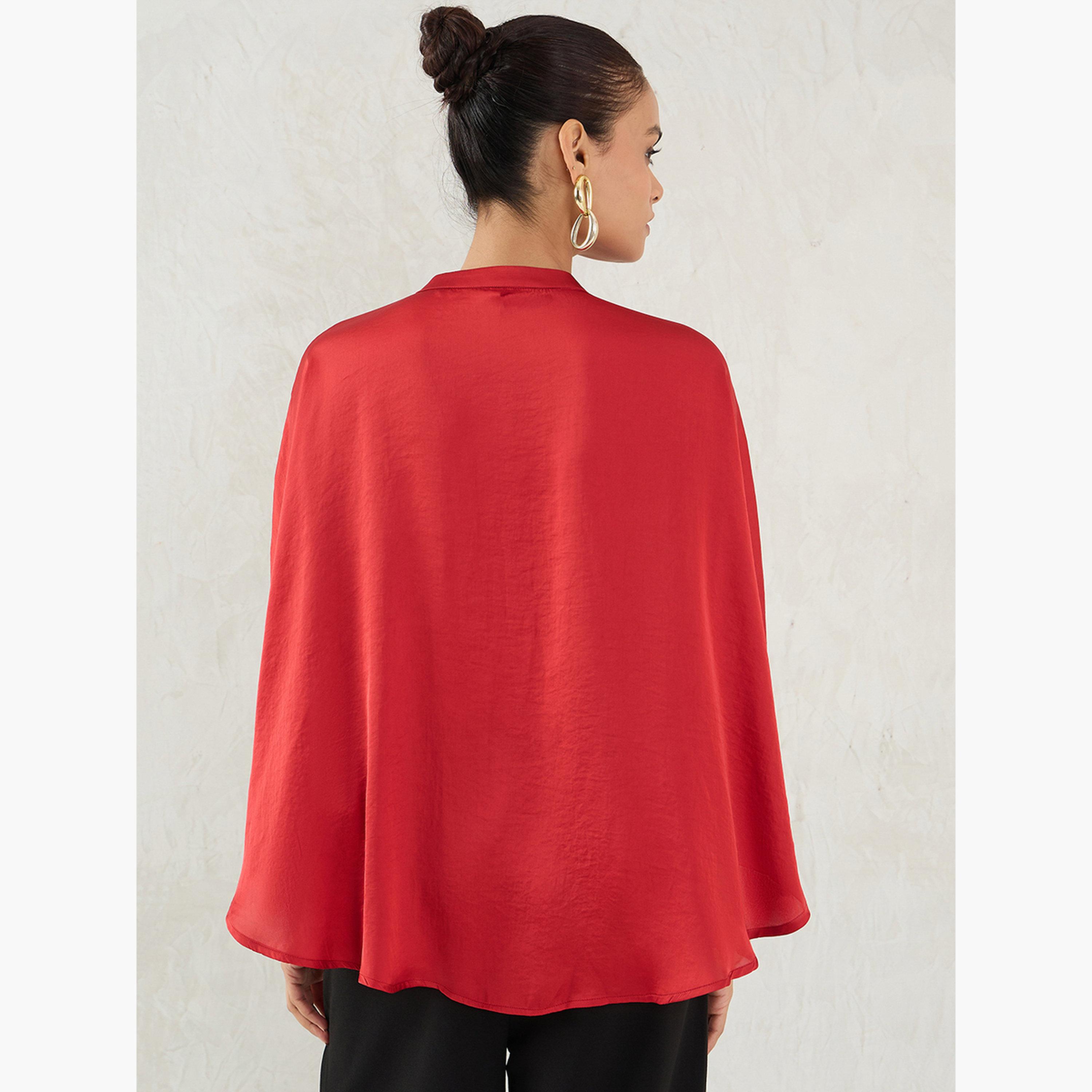 فيميلا - بلوزة ساتان حمراء مقاس واسع-women-clothing-shirtsandblouses-shirts-image-6
