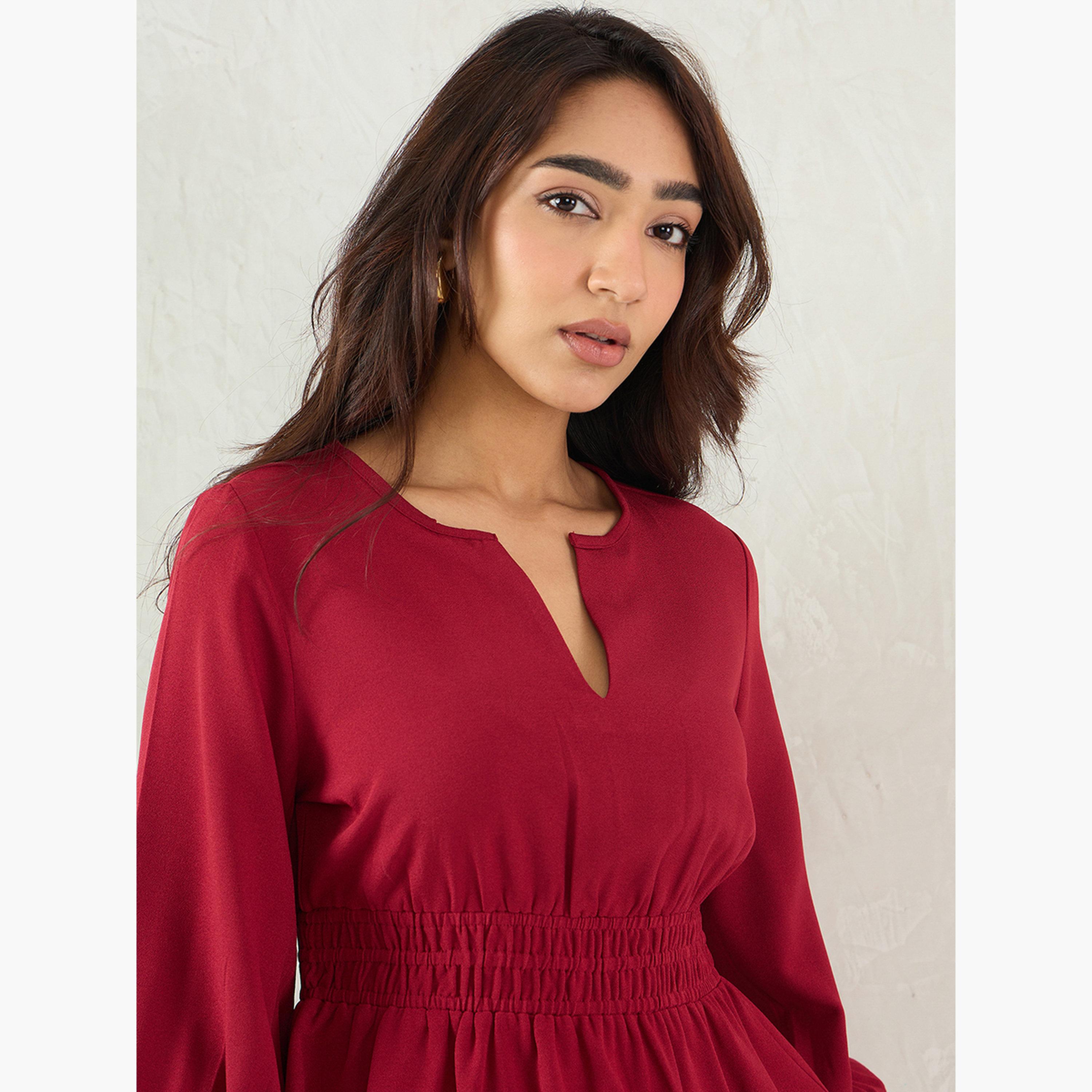 فيميلا - بلوزة  لون مارون مع خصر مشدود-women-clothing-shirtsandblouses-blouses-image-4