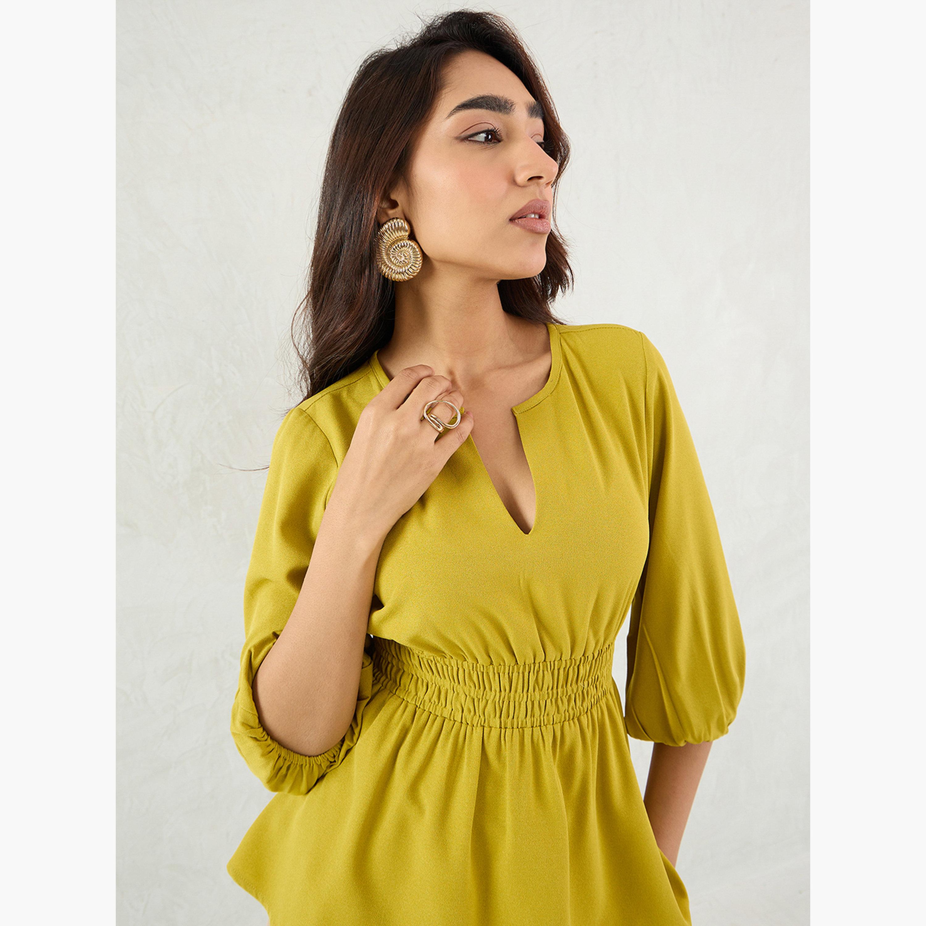 Femmella Citrine Green Cinched Waist Top-women-clothing-shirtsandblouses-blouses-image-4