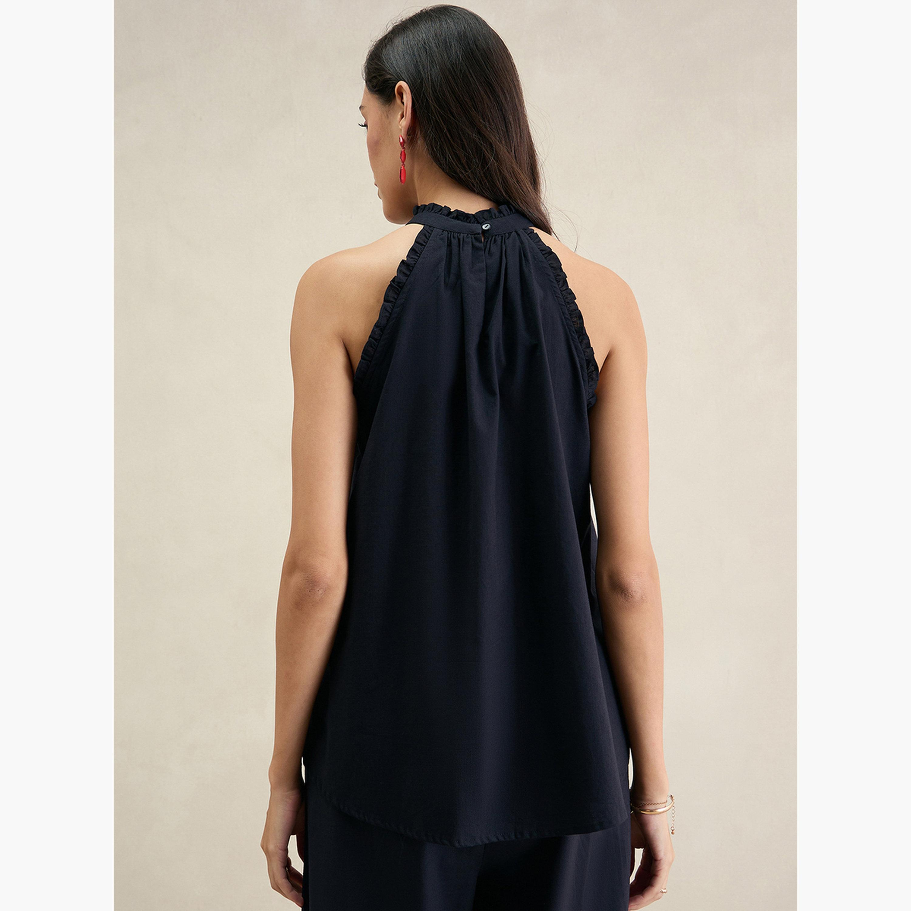 Femmella Black Cotton Halter Neck Top-women-clothing-shirtsandblouses-blouses-image-6