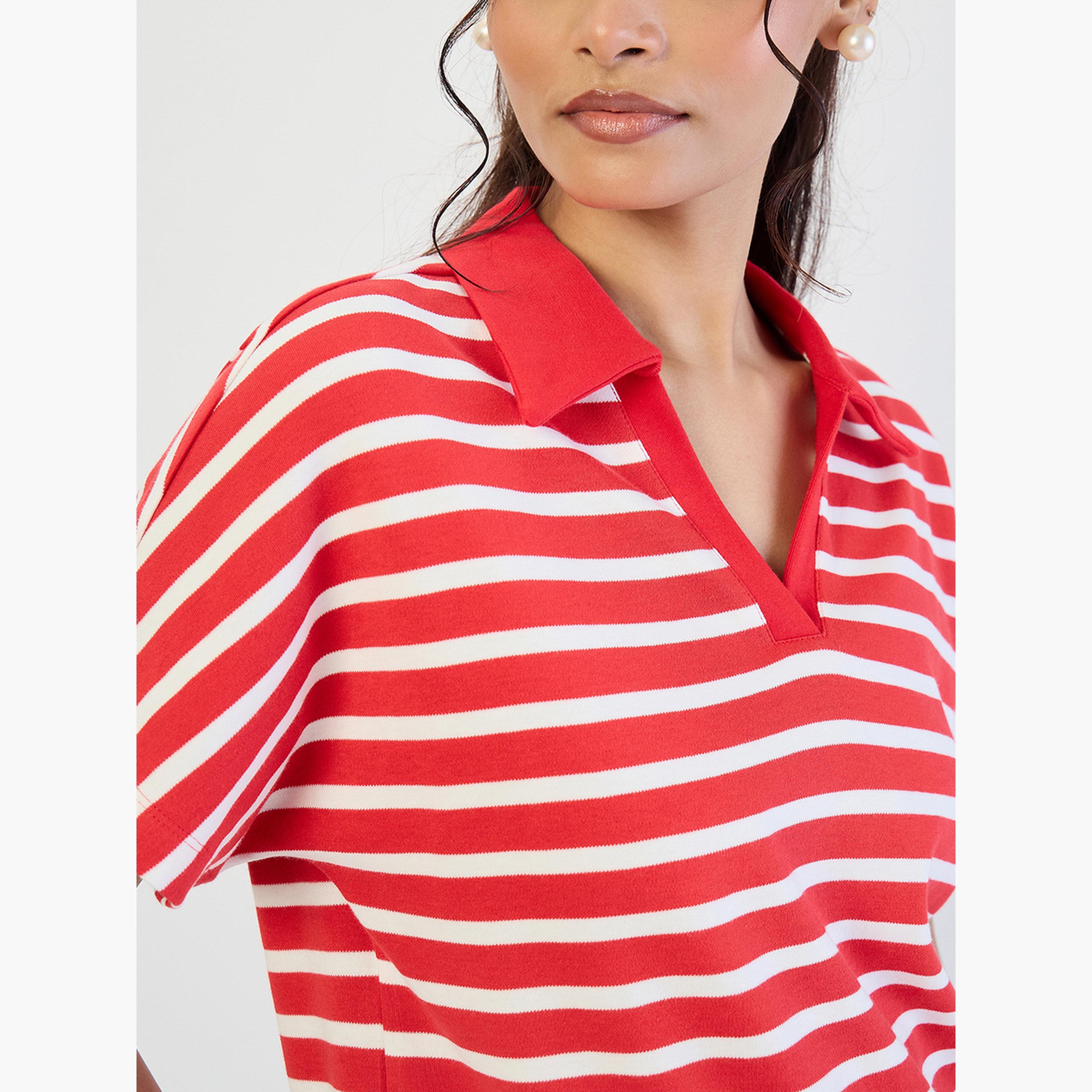 فيميلا - تي شيرت بولو مخطط باللون الأحمر-women-clothing-tshirts-image-4