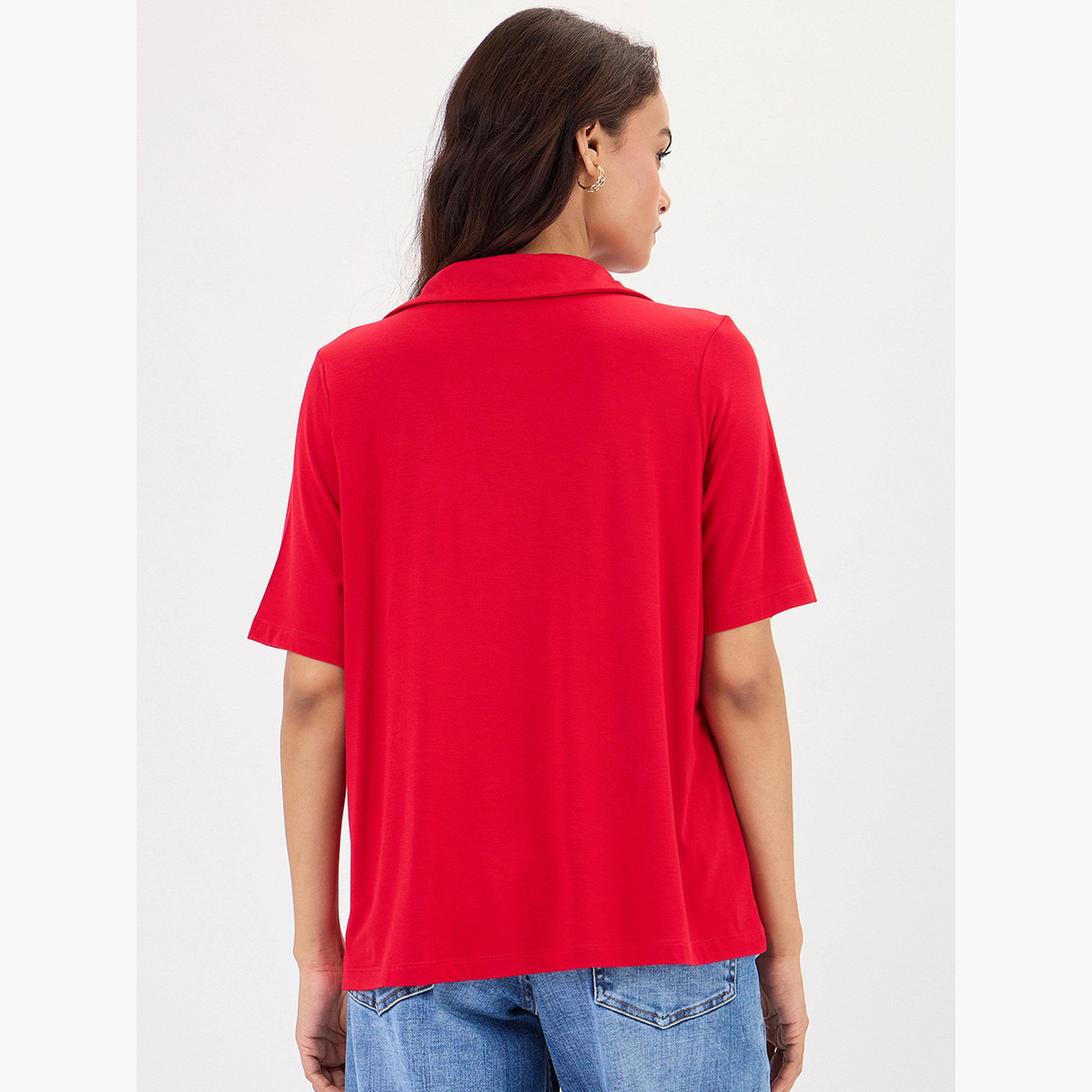 فيميلا - تي شيرت بولو أحمر بأكمام قصيرة-women-clothing-tshirts-image-5