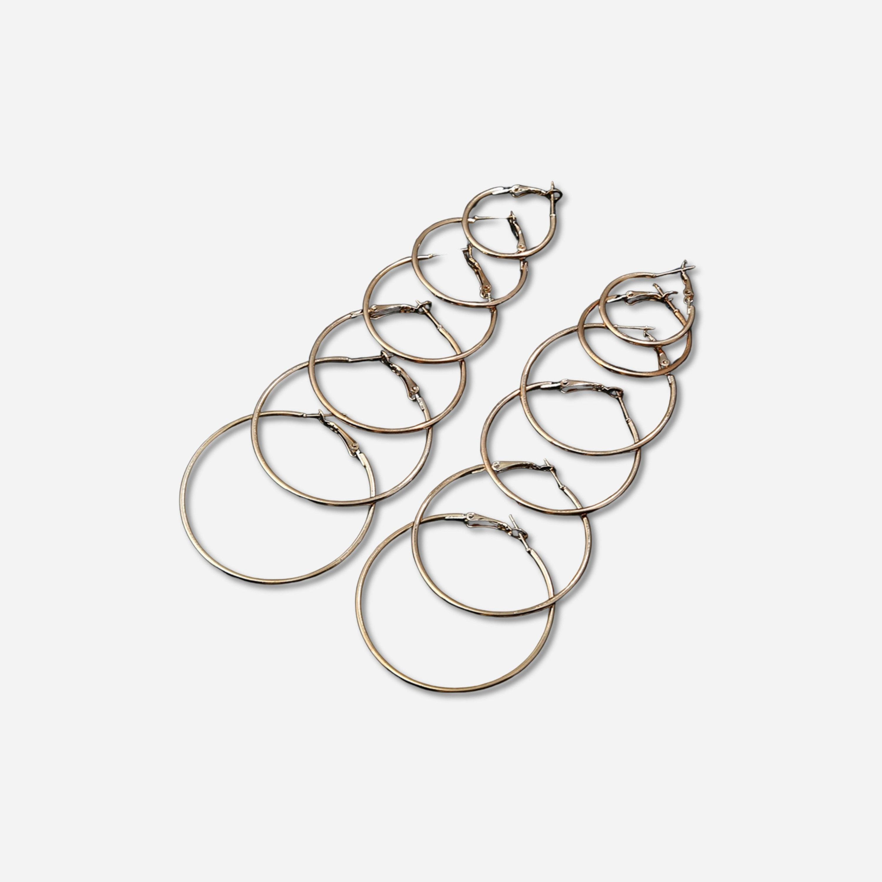 تيك تو - مجموعة من 6 أقراط حلقية ذهبية-women-watchesandjewellery-jewellery-earrings-image-1