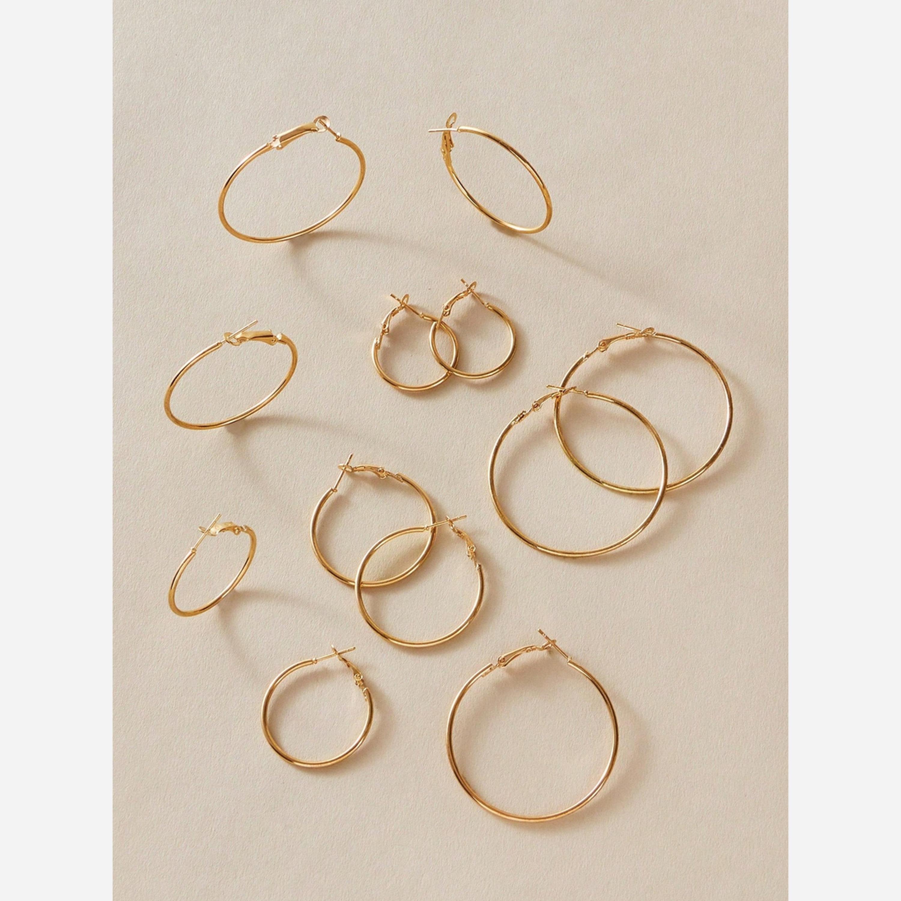 Take Two Set of 6 - Golden Hoop Earring-women-watchesandjewellery-jewellery-earrings-image-2