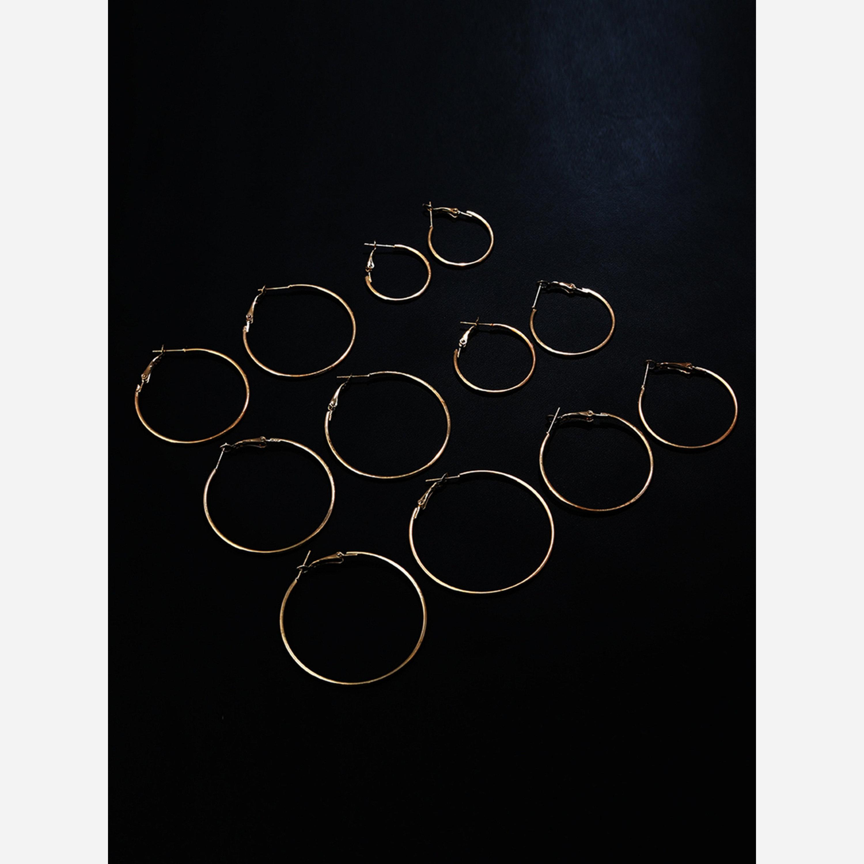 Take Two Set of 6 - Golden Hoop Earring-women-watchesandjewellery-jewellery-earrings-image-3