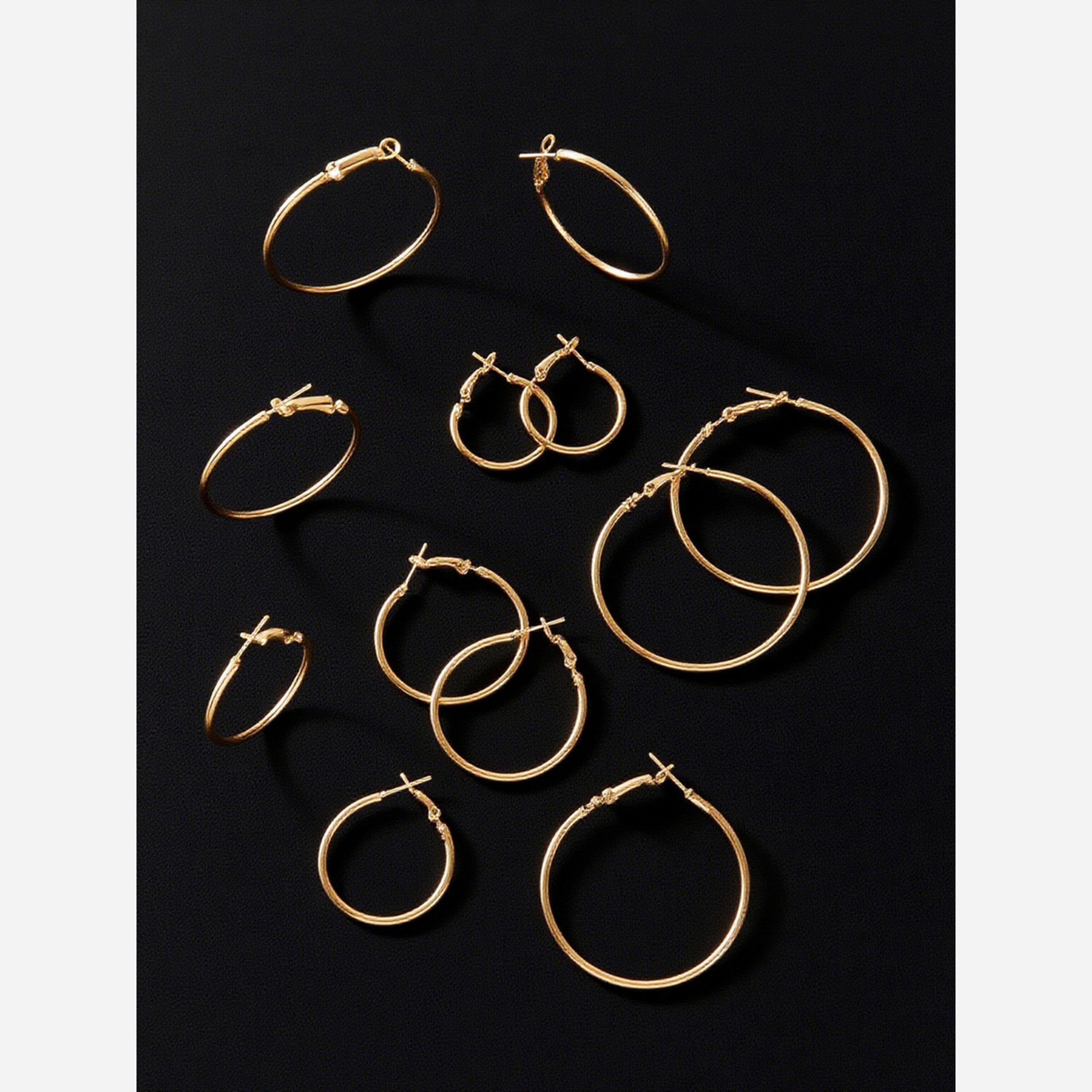 Take Two Set of 6 - Golden Hoop Earring-women-watchesandjewellery-jewellery-earrings-image-4