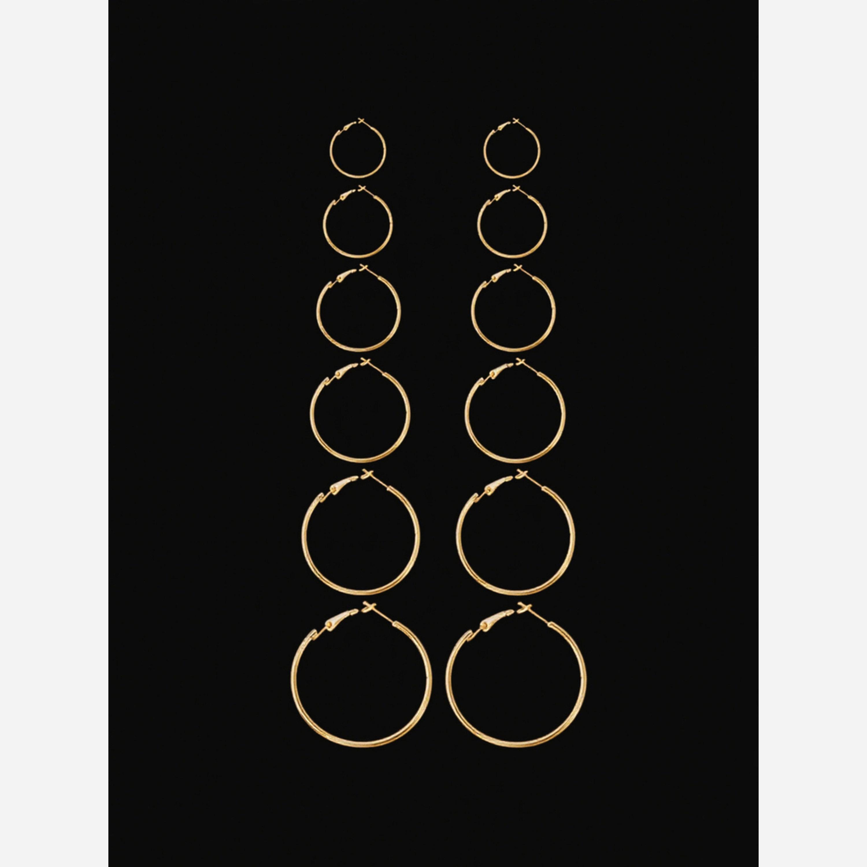 تيك تو - مجموعة من 6 أقراط حلقية ذهبية-women-watchesandjewellery-jewellery-earrings-image-5