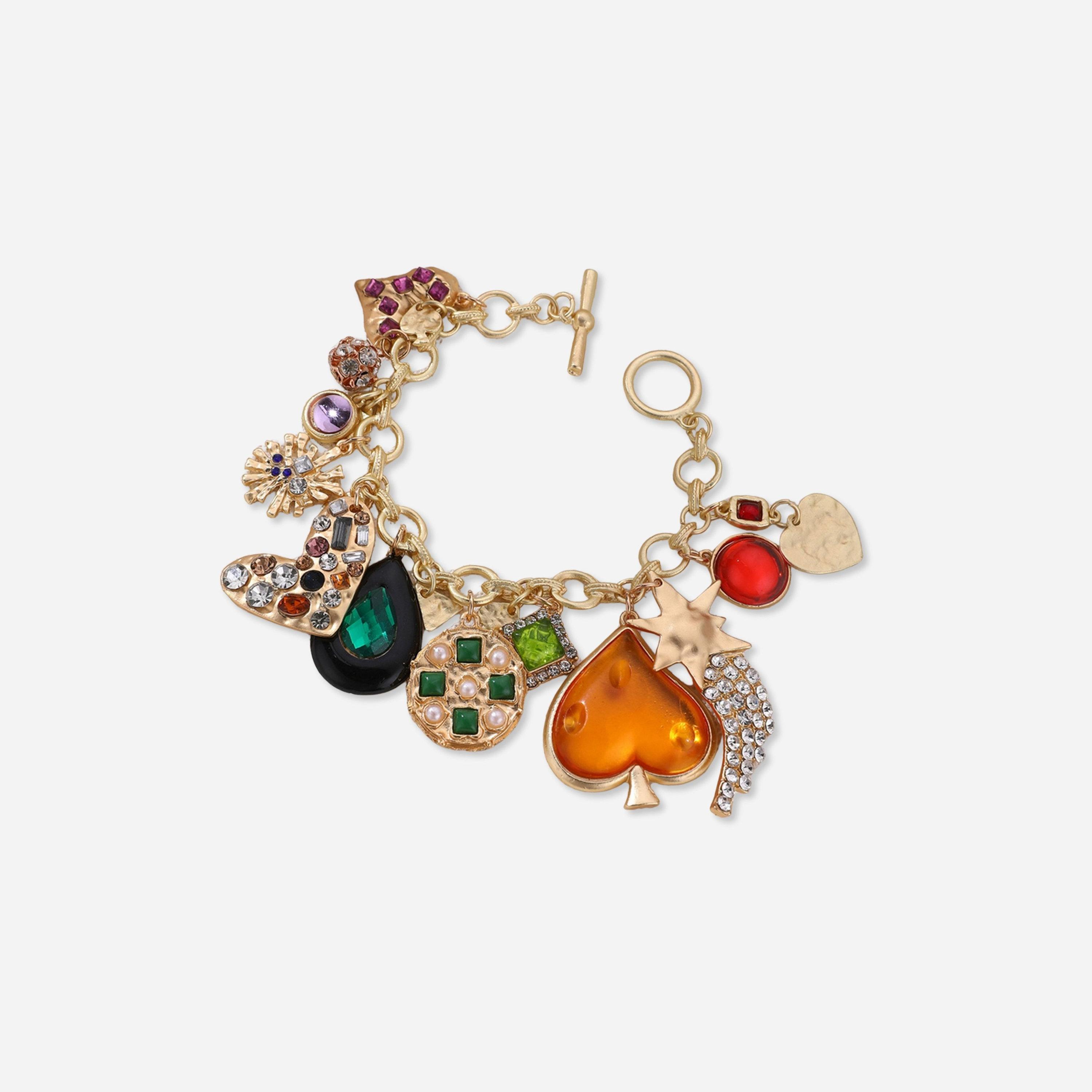 Take Two Multi Teardrop Heart Shaped Charm Bracelet-women-watchesandjewellery-jewellery-banglesandbracelets-image-1