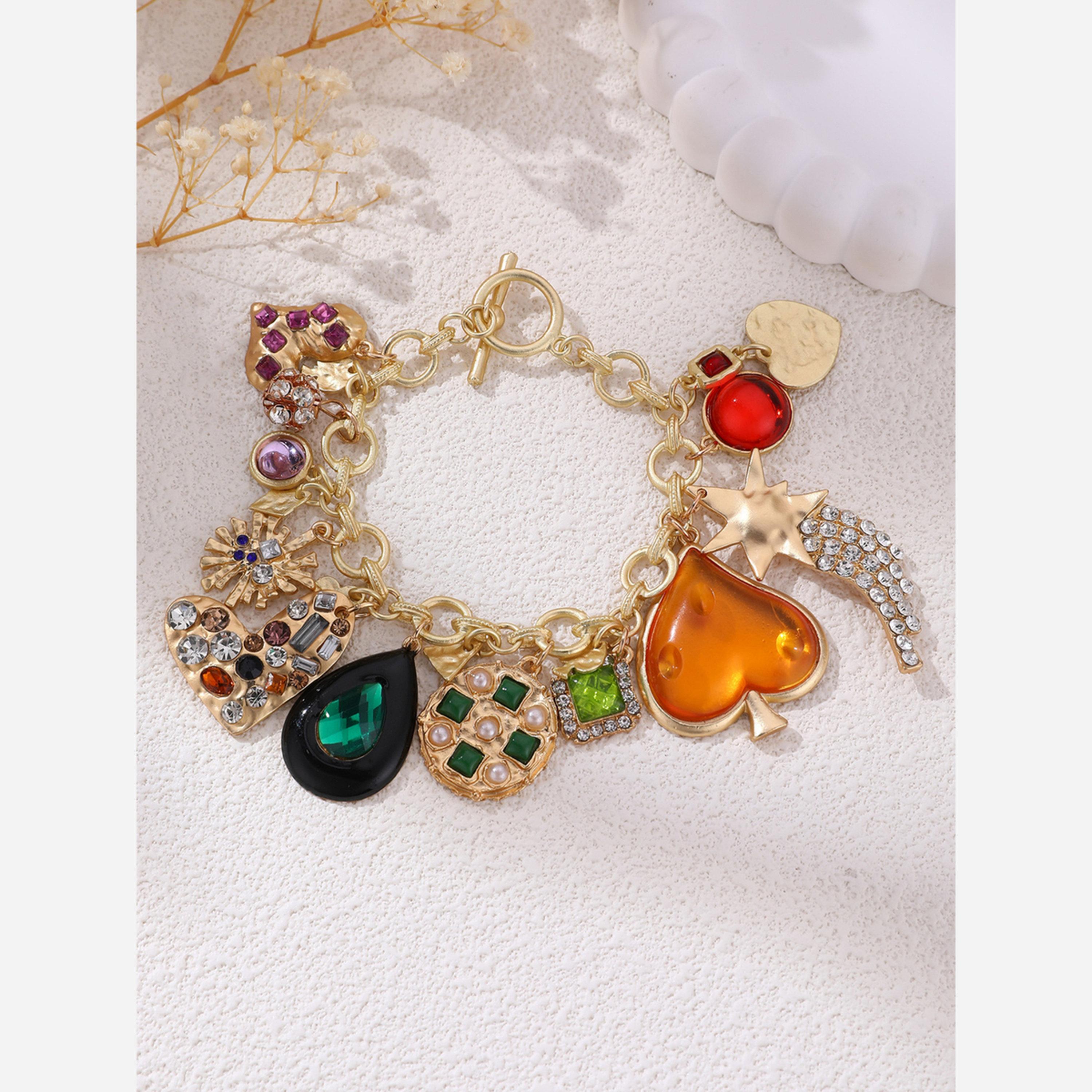 Take Two Multi Teardrop Heart Shaped Charm Bracelet-women-watchesandjewellery-jewellery-banglesandbracelets-image-3