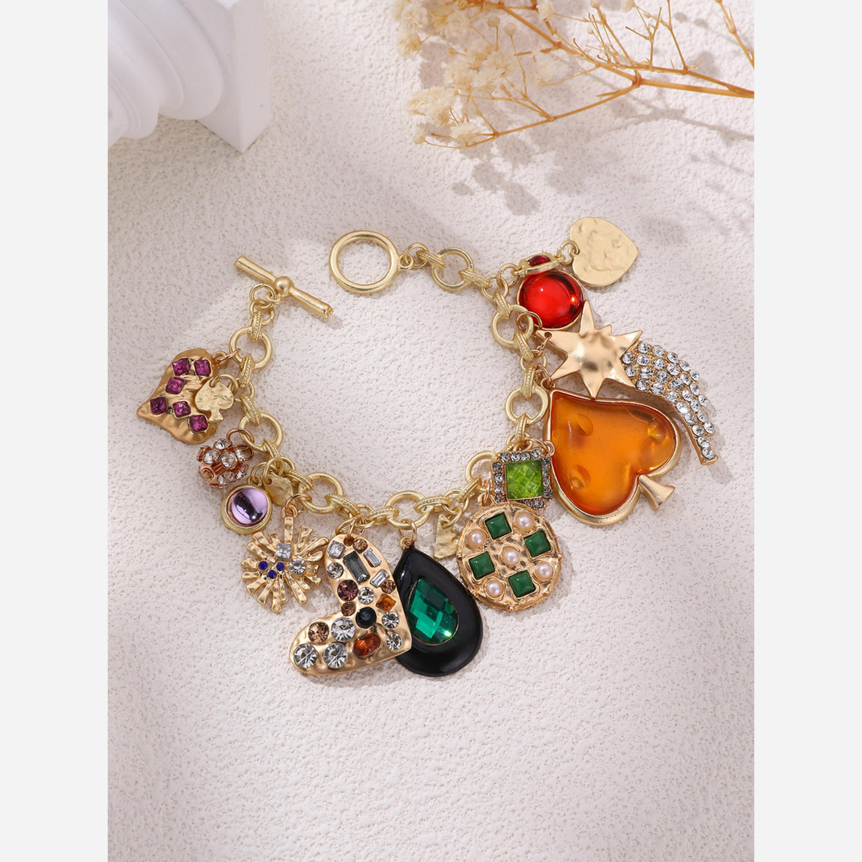 Take Two Multi Teardrop Heart Shaped Charm Bracelet-women-watchesandjewellery-jewellery-banglesandbracelets-image-4