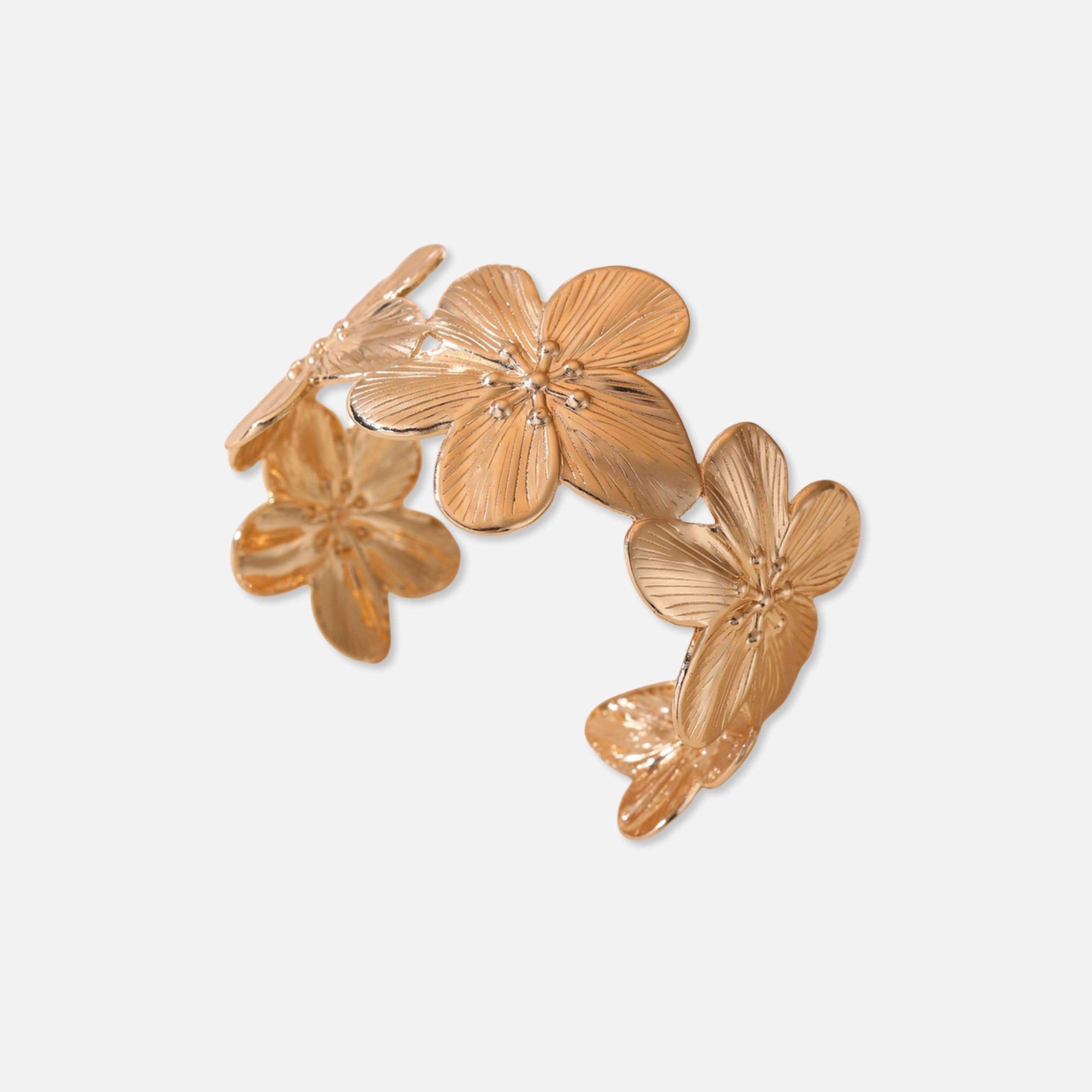 Take Two Gold Flower Open Bangle-women-watchesandjewellery-jewellery-banglesandbracelets-image-1