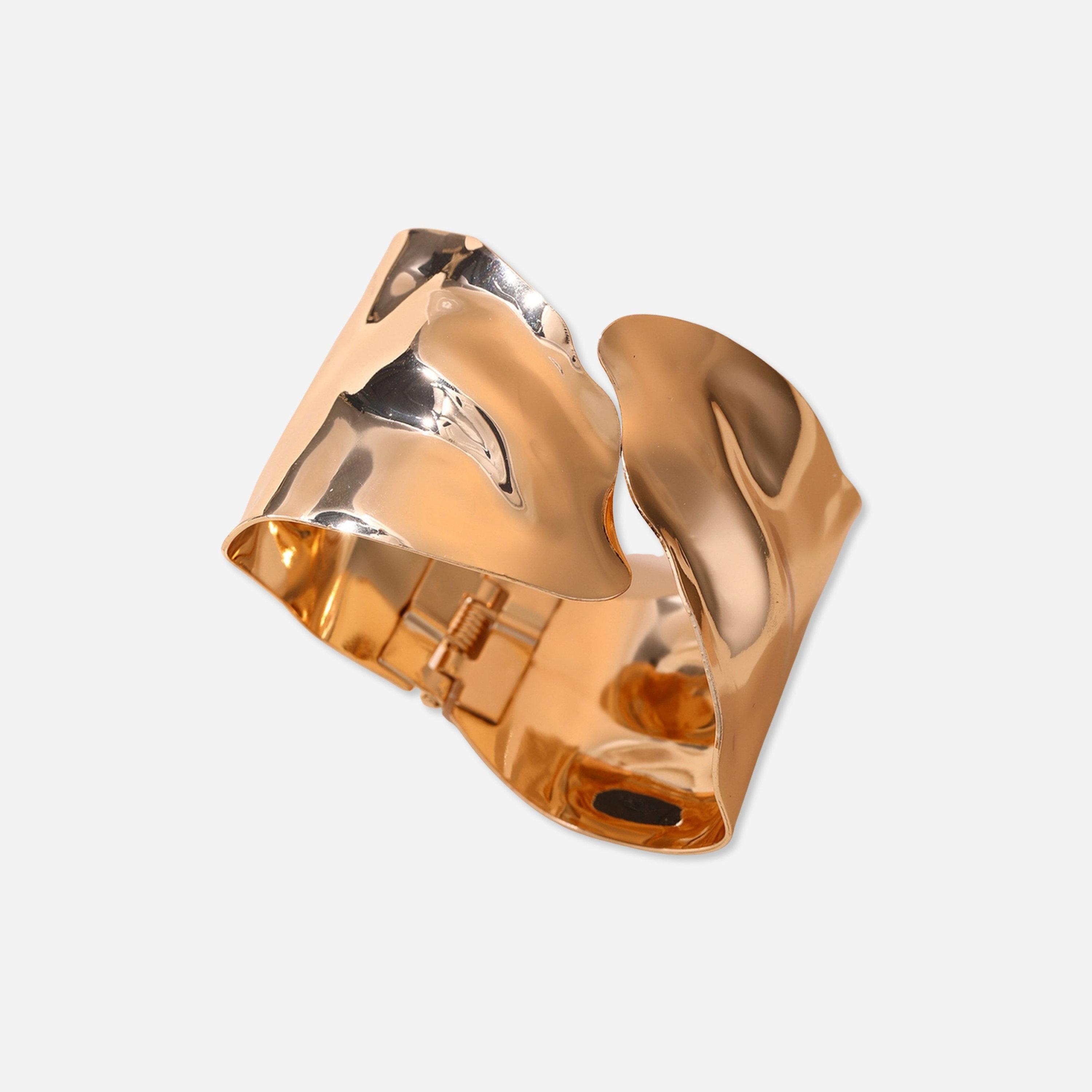 Take Two Gold Irregular Open Bangle-women-watchesandjewellery-jewellery-banglesandbracelets-image-1