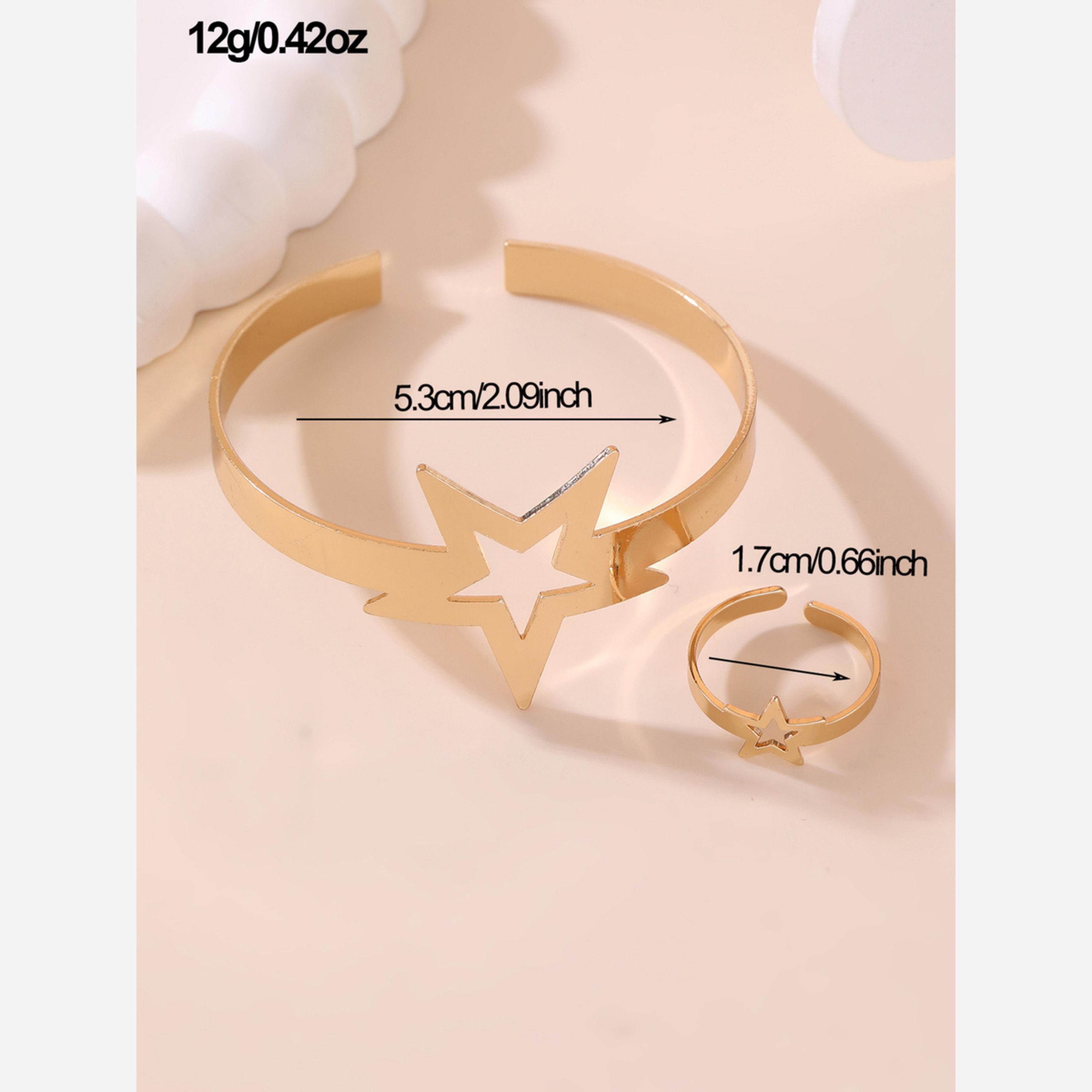 Take Two Set of 2 - Gold Star Open Bangle with Ring-women-watchesandjewellery-jewellery-jewellerysets-image-2