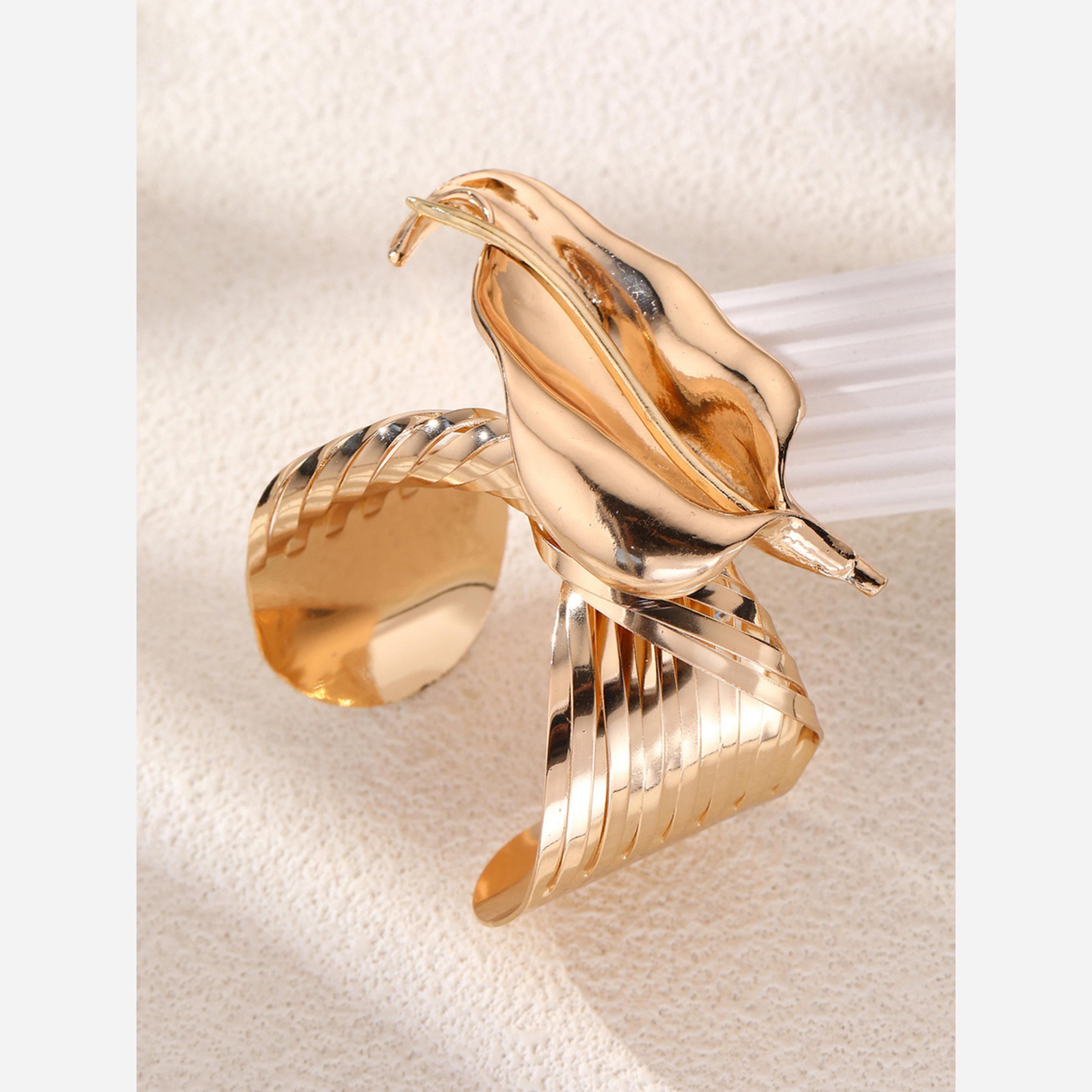 Take Two Irregular Open Leaf Cuff Bracelet-women-watchesandjewellery-jewellery-banglesandbracelets-image-3