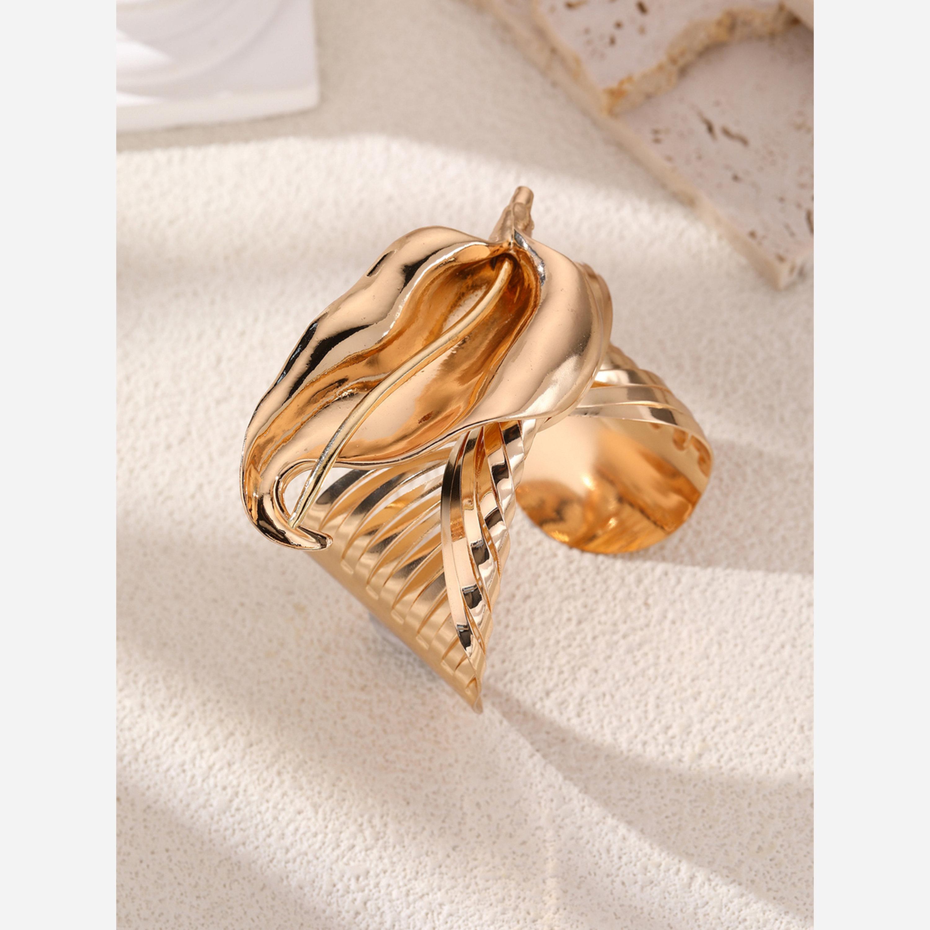 Take Two Irregular Open Leaf Cuff Bracelet-women-watchesandjewellery-jewellery-banglesandbracelets-image-4