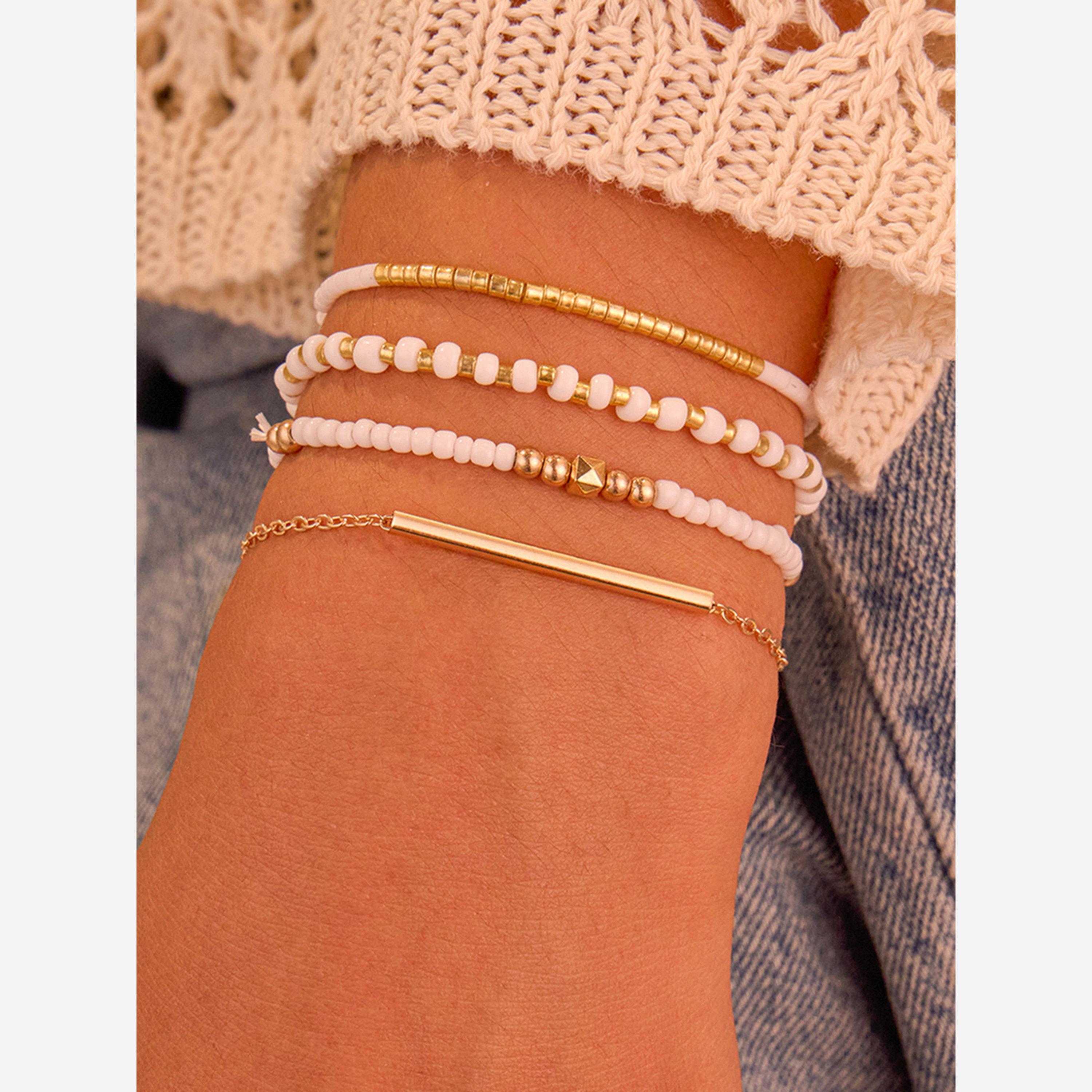 Take Two Set of 4 - Gold Beaded Bracelet-women-watchesandjewellery-jewellery-banglesandbracelets-image-2