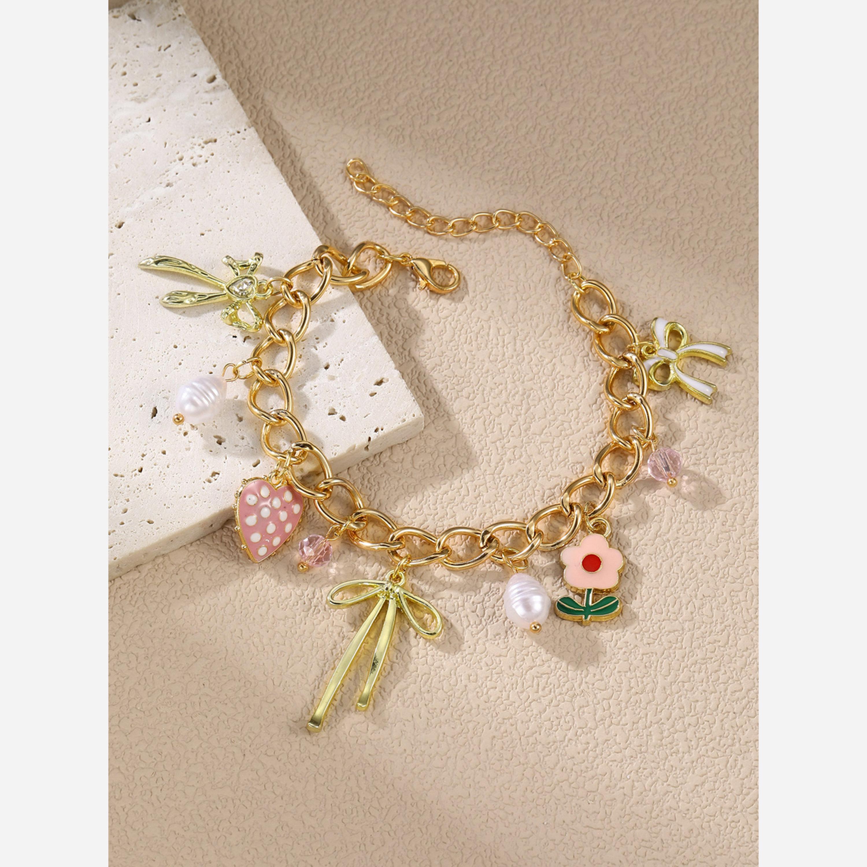 Take Two Heart Bow Floral Faux Pearl Charm Bracelet-women-watchesandjewellery-jewellery-banglesandbracelets-image-3