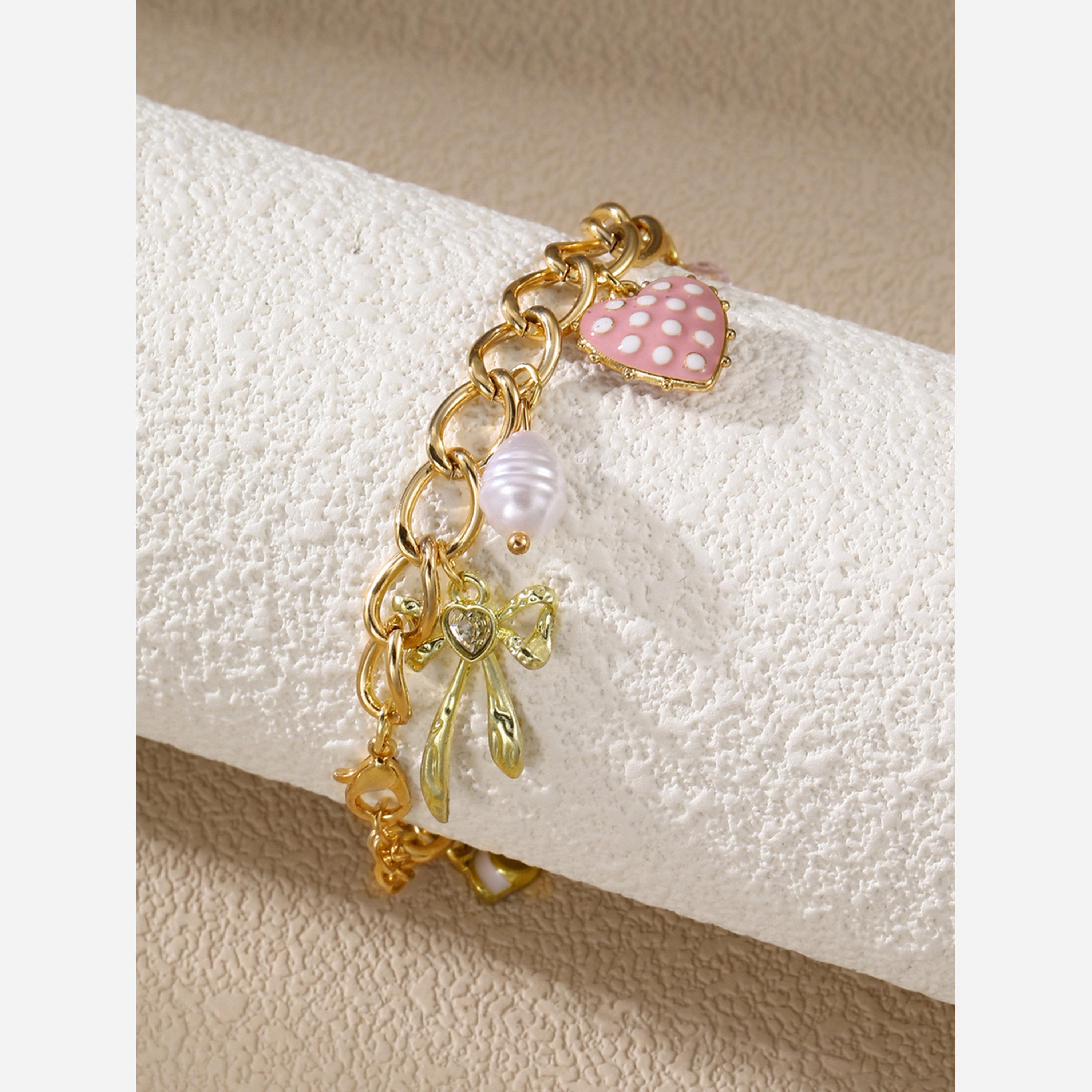 Take Two Heart Bow Floral Faux Pearl Charm Bracelet-women-watchesandjewellery-jewellery-banglesandbracelets-image-4