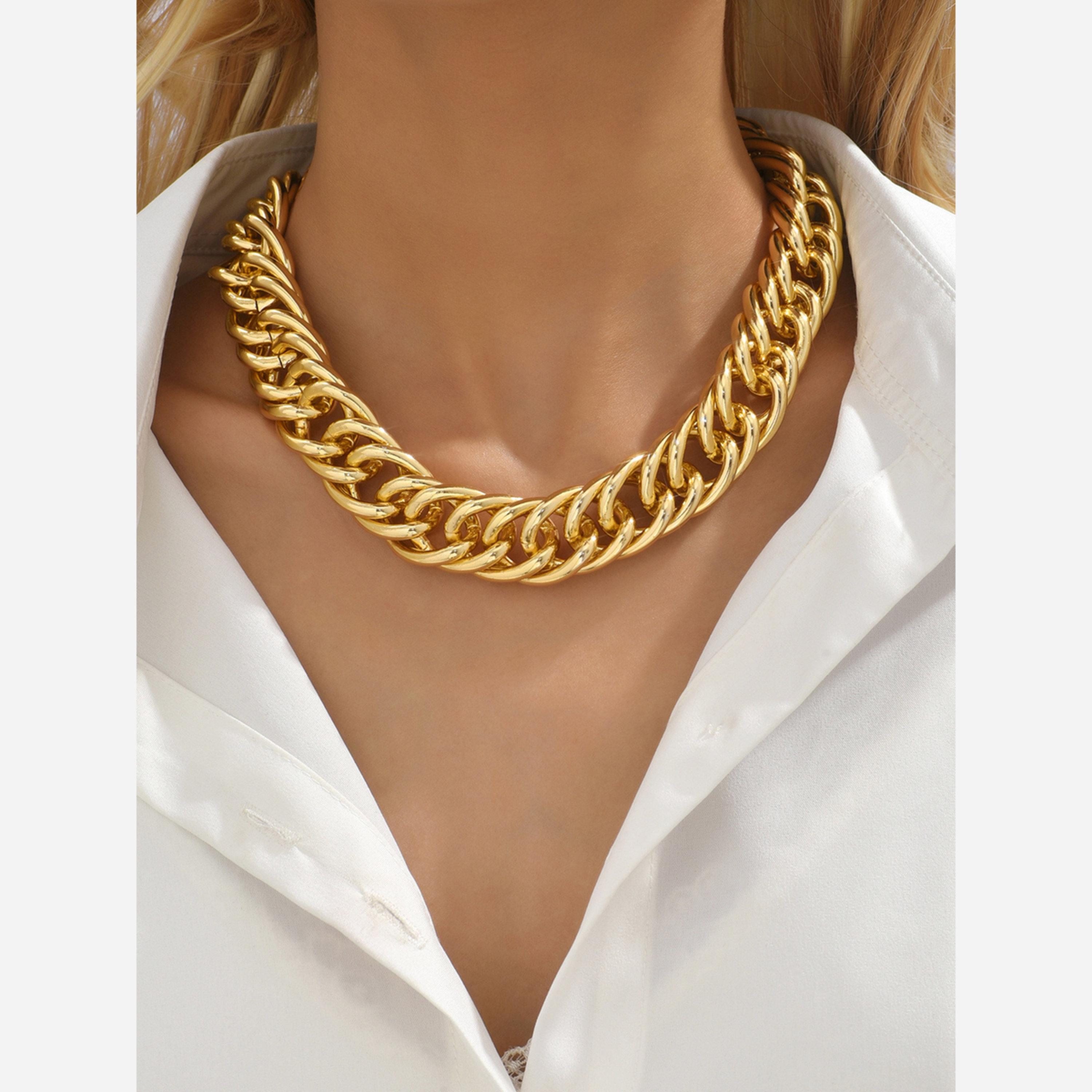 Take Two Gold Chunky Chain Link Necklace-women-watchesandjewellery-jewellery-necklacesandpendants-image-2