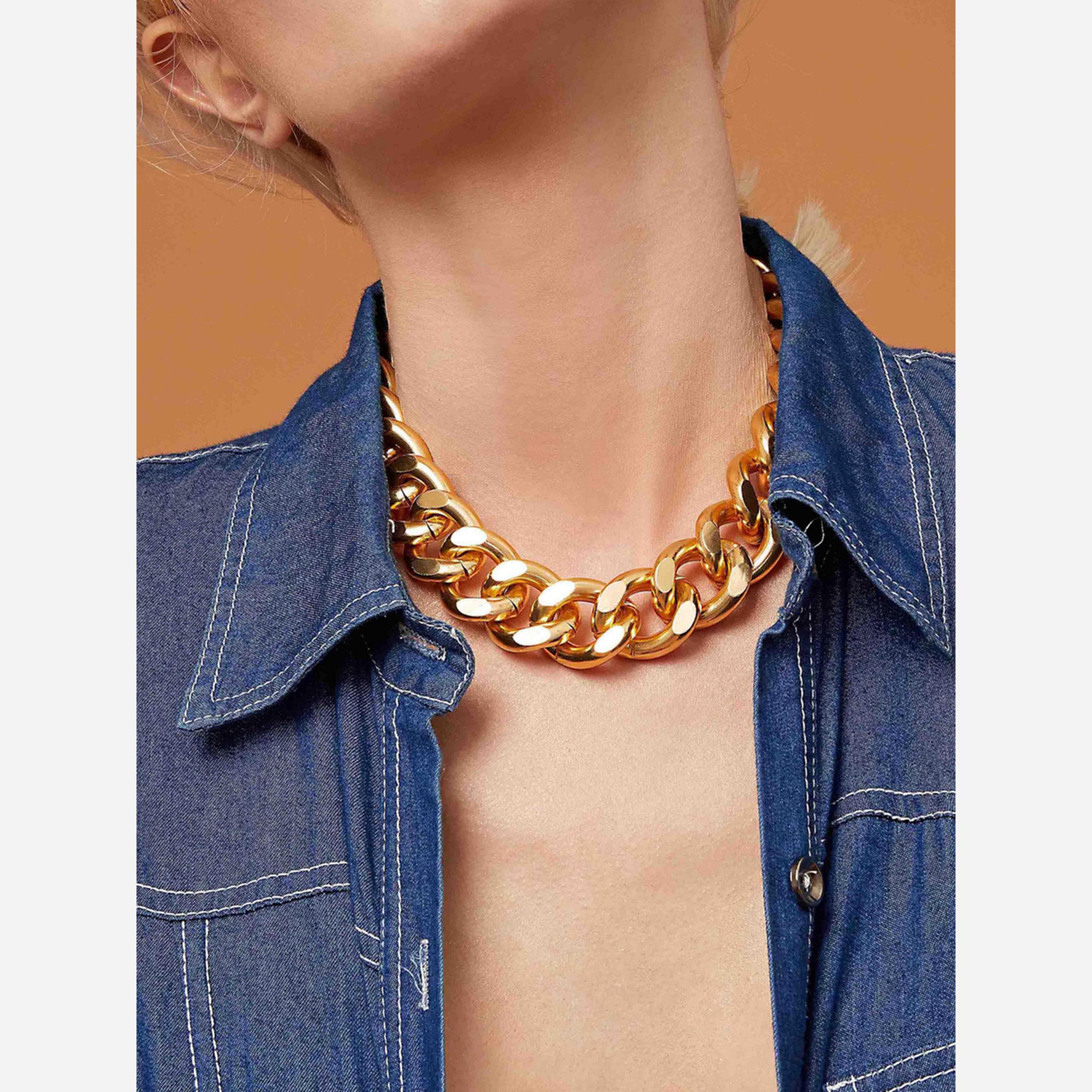 Take Two Gold Chunky Chain Link Necklace-women-watchesandjewellery-jewellery-necklacesandpendants-image-2
