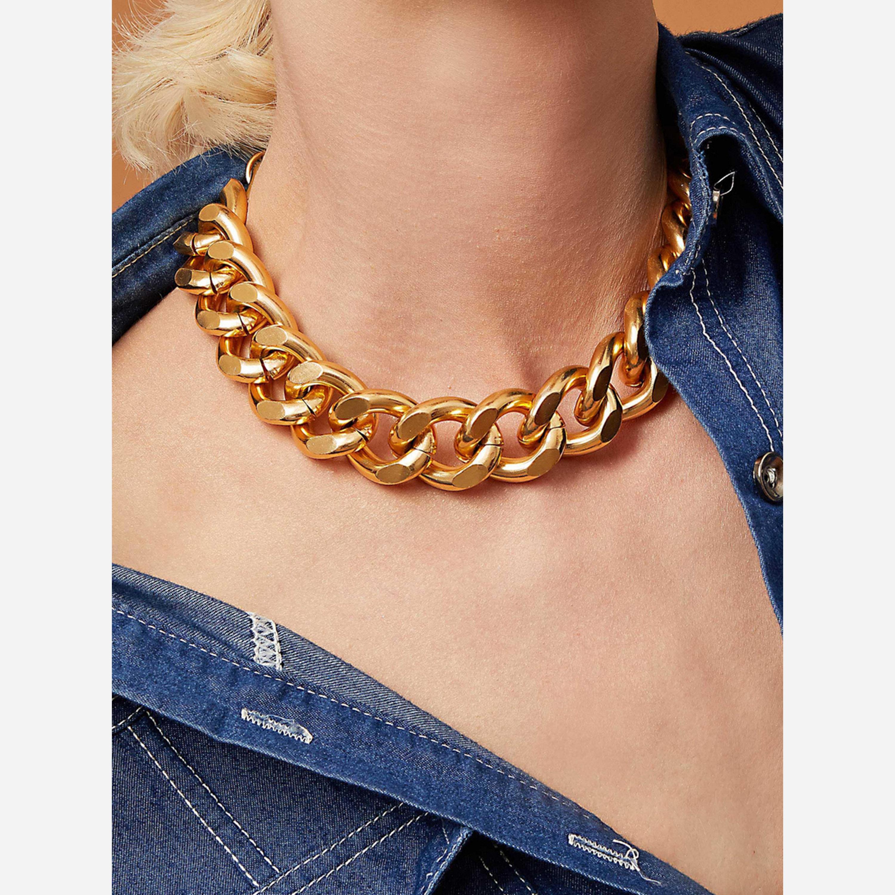 Take Two Gold Chunky Chain Link Necklace-women-watchesandjewellery-jewellery-necklacesandpendants-image-3