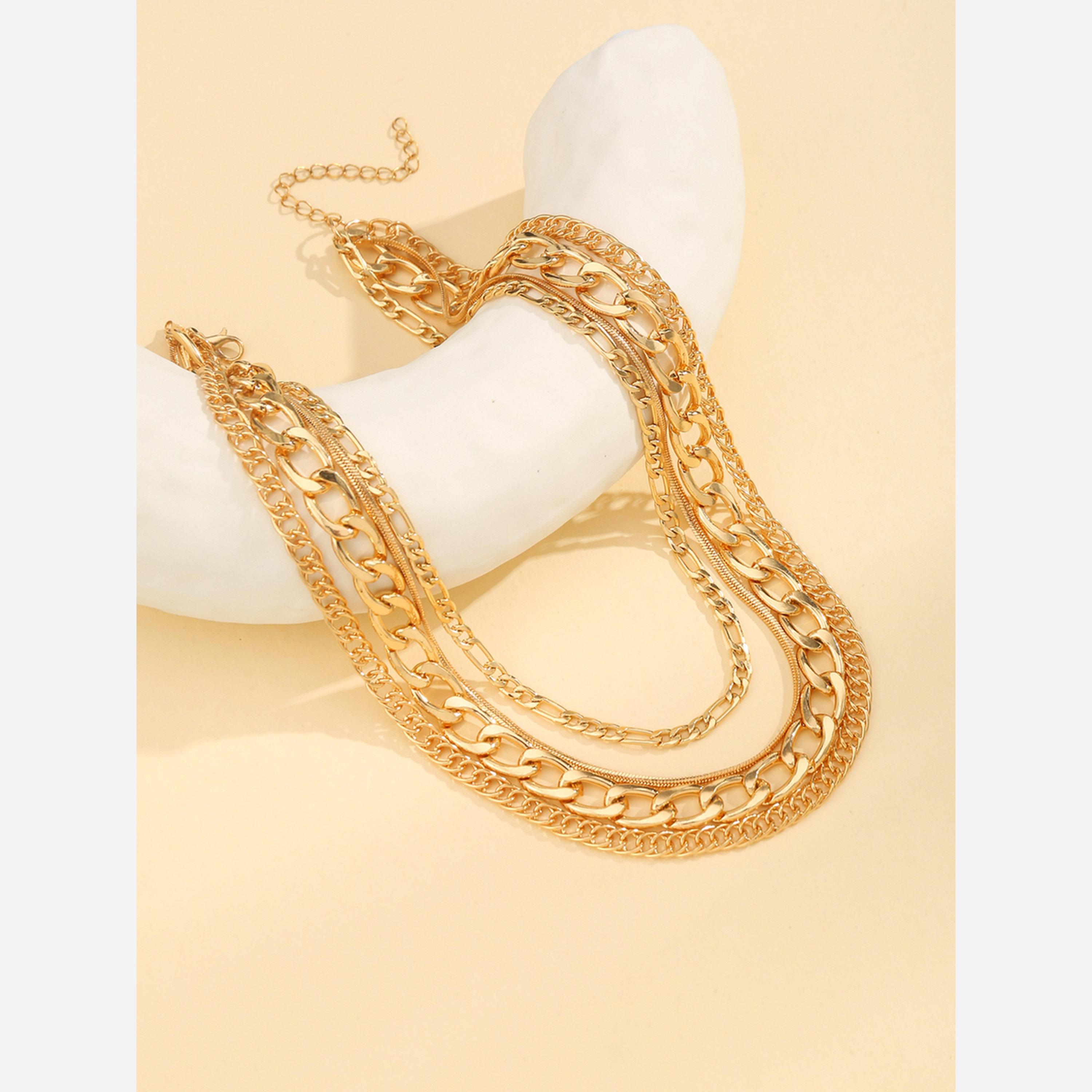 Take Two Set of 4 - Gold Chunky Chain Link Necklace-women-watchesandjewellery-jewellery-necklacesandpendants-image-4