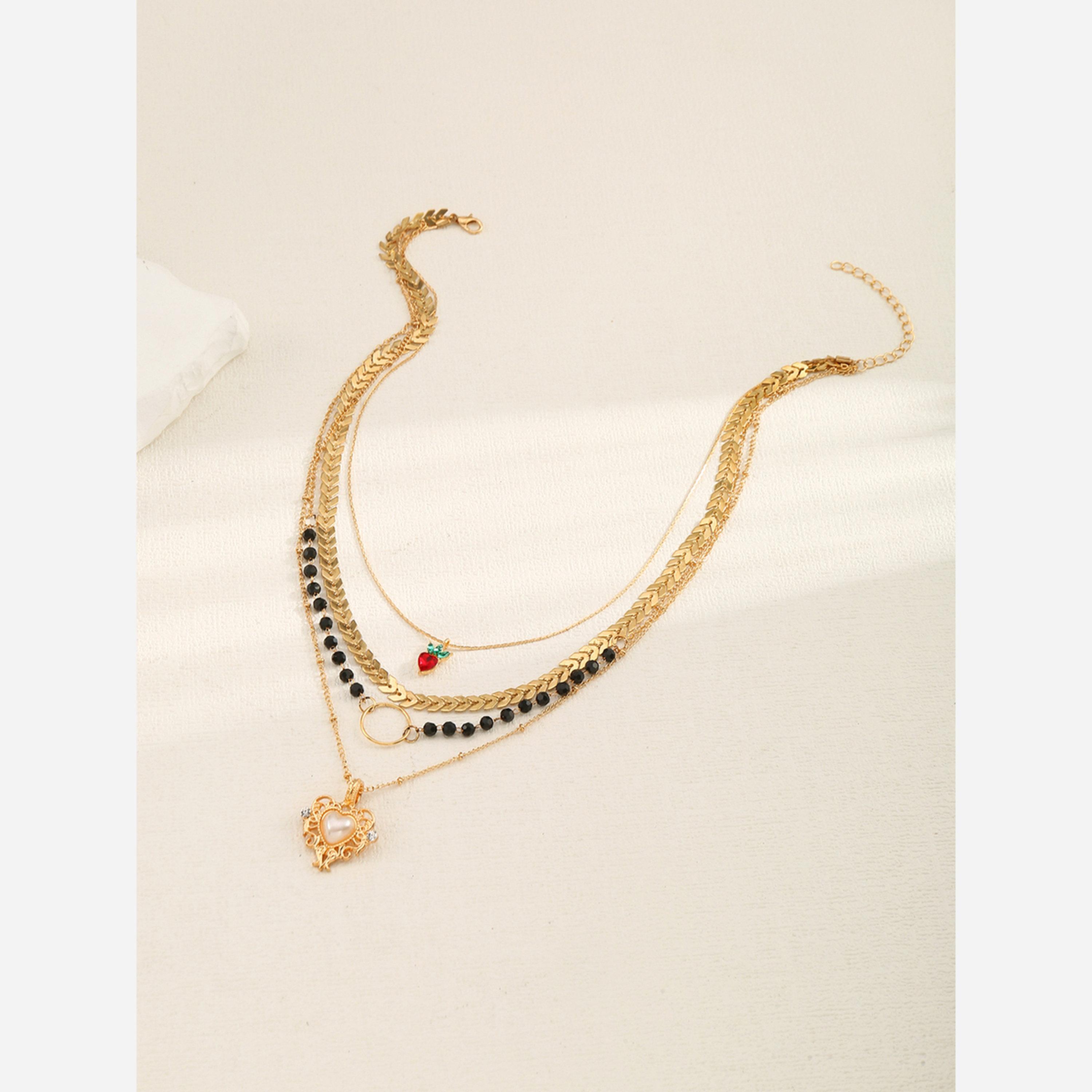 تيك تو - مجموعة من 4 قطع - قلادة مزينة بقلب وسلسلة سميكة-women-watchesandjewellery-jewellery-necklacesandpendants-image-5