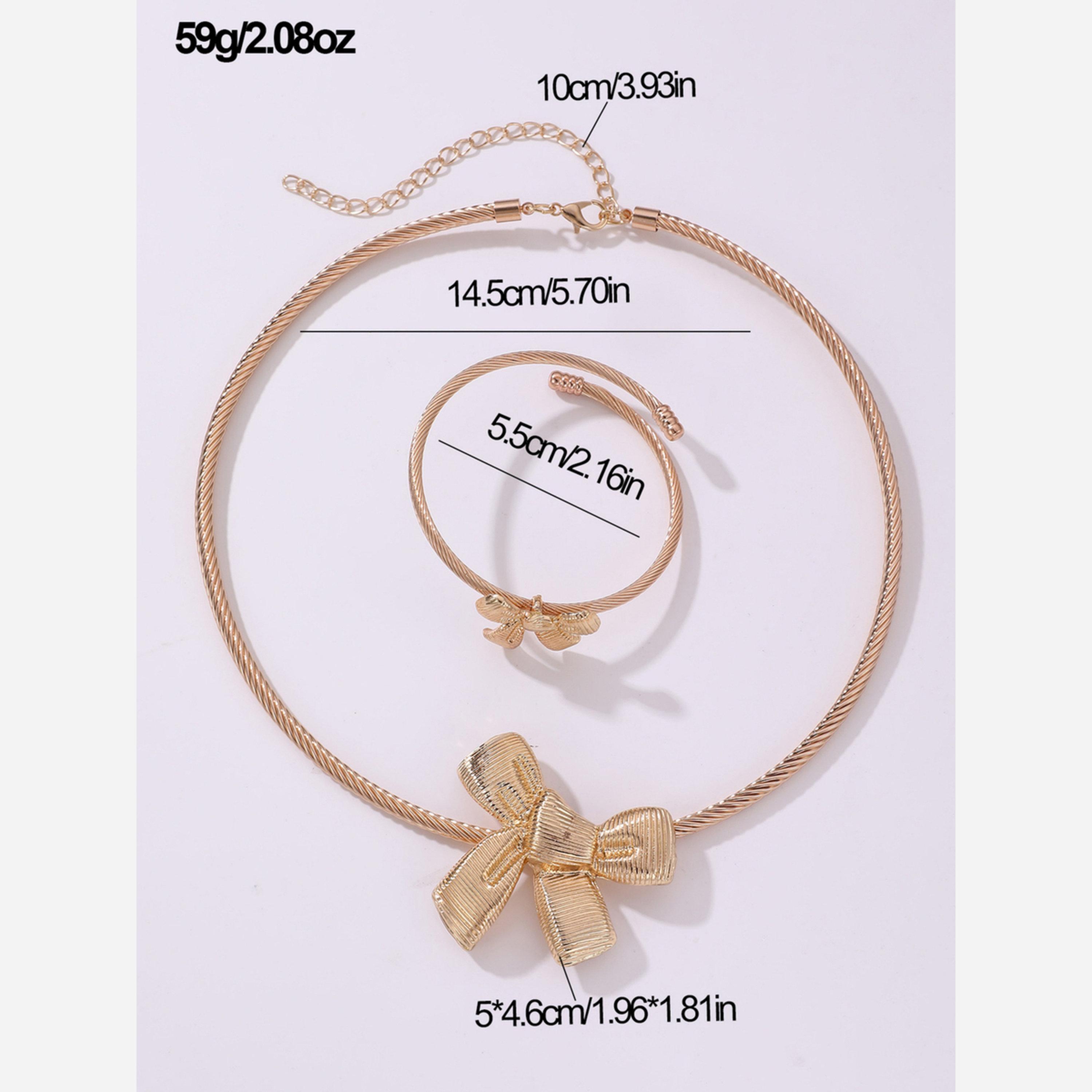 Take Two Set of 2 - Gold Bow Necklace with Bangle-women-watchesandjewellery-jewellery-jewellerysets-image-3