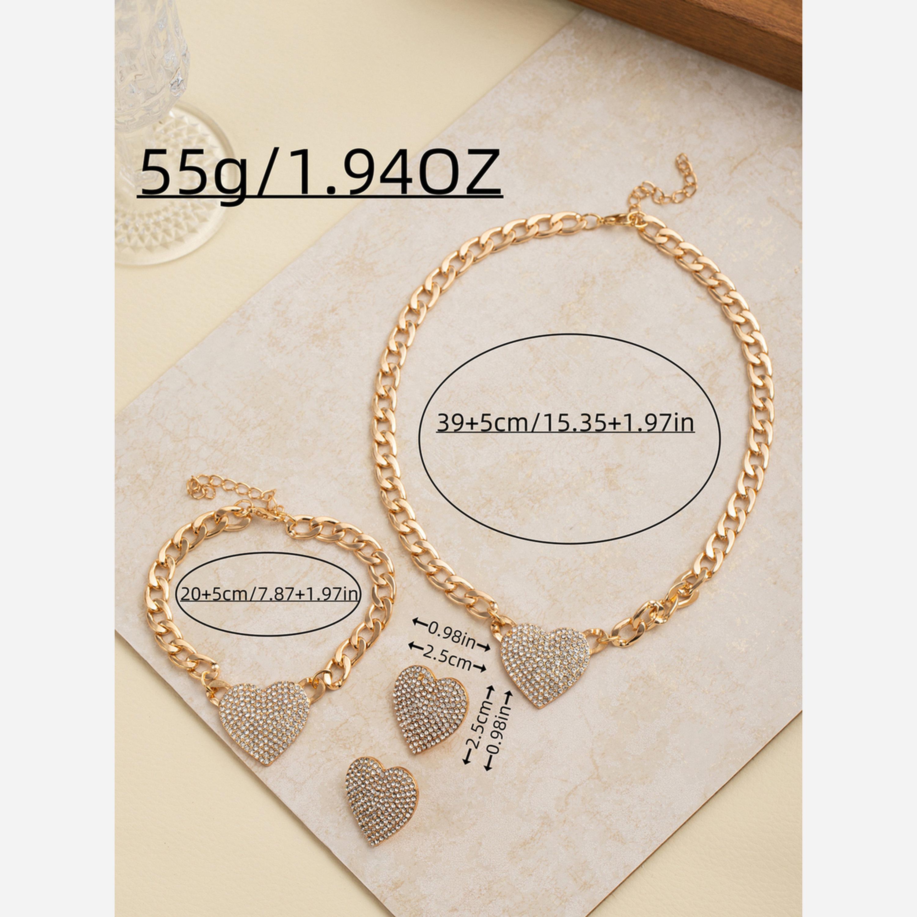 تيك تو - طقم من 3 قطع - قلادة ذهبية على شكل قلب مع سوار وأقراط-women-watchesandjewellery-jewellery-jewellerysets-image-6