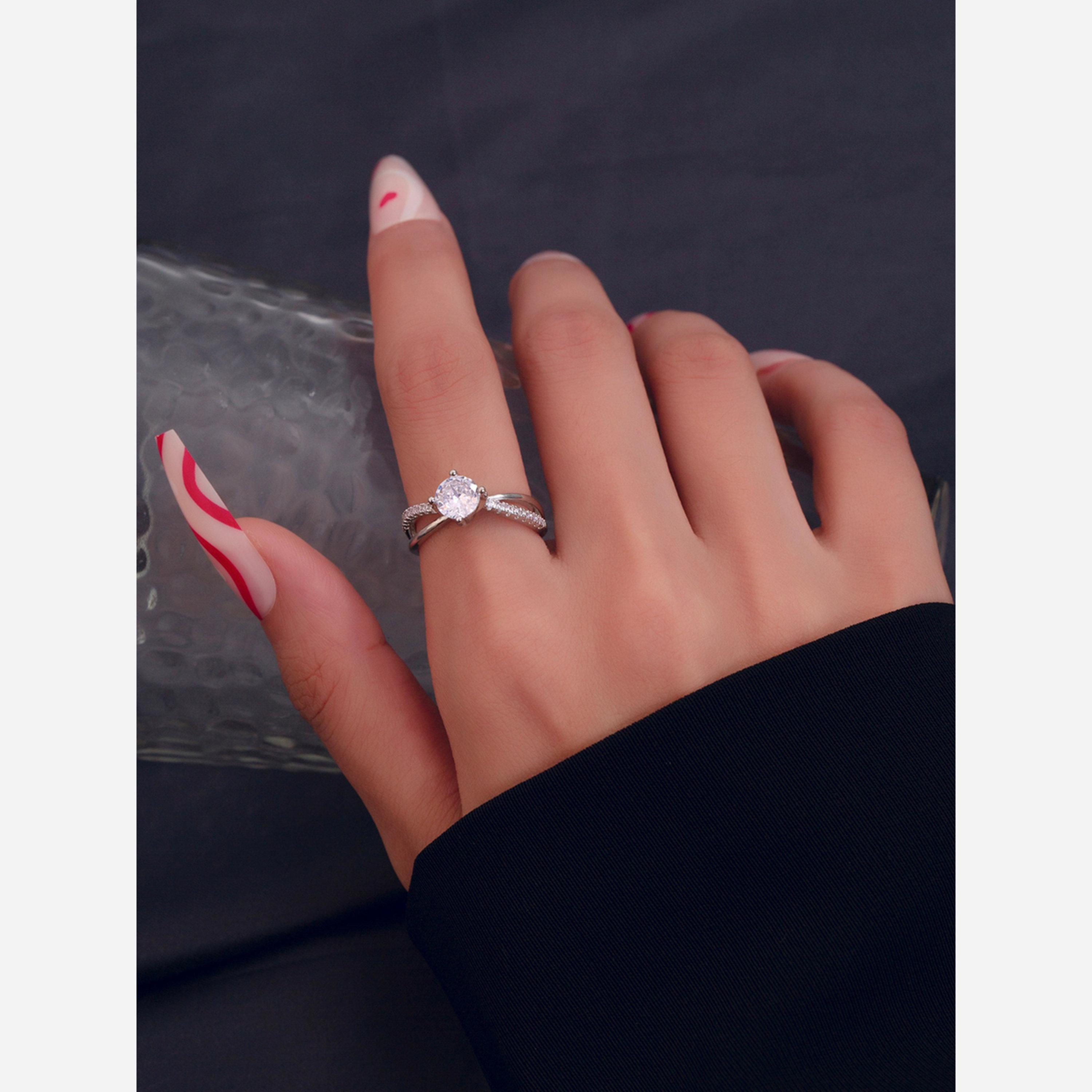 Take Two Silver Rhinestone Embellished Ring-women-watchesandjewellery-jewellery-rings-image-2