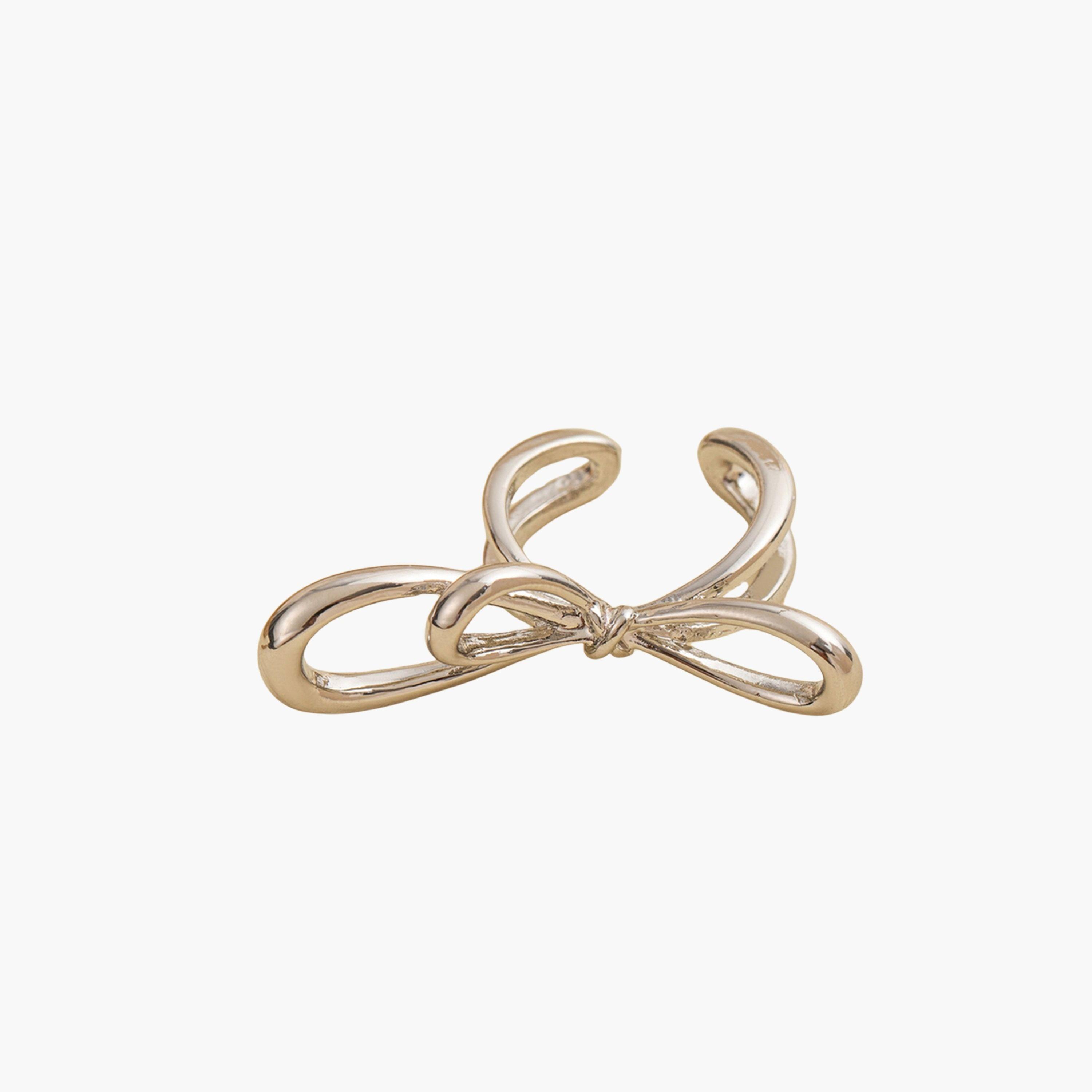 Take Two Silver Bow Open Ring-women-watchesandjewellery-jewellery-rings-image-1