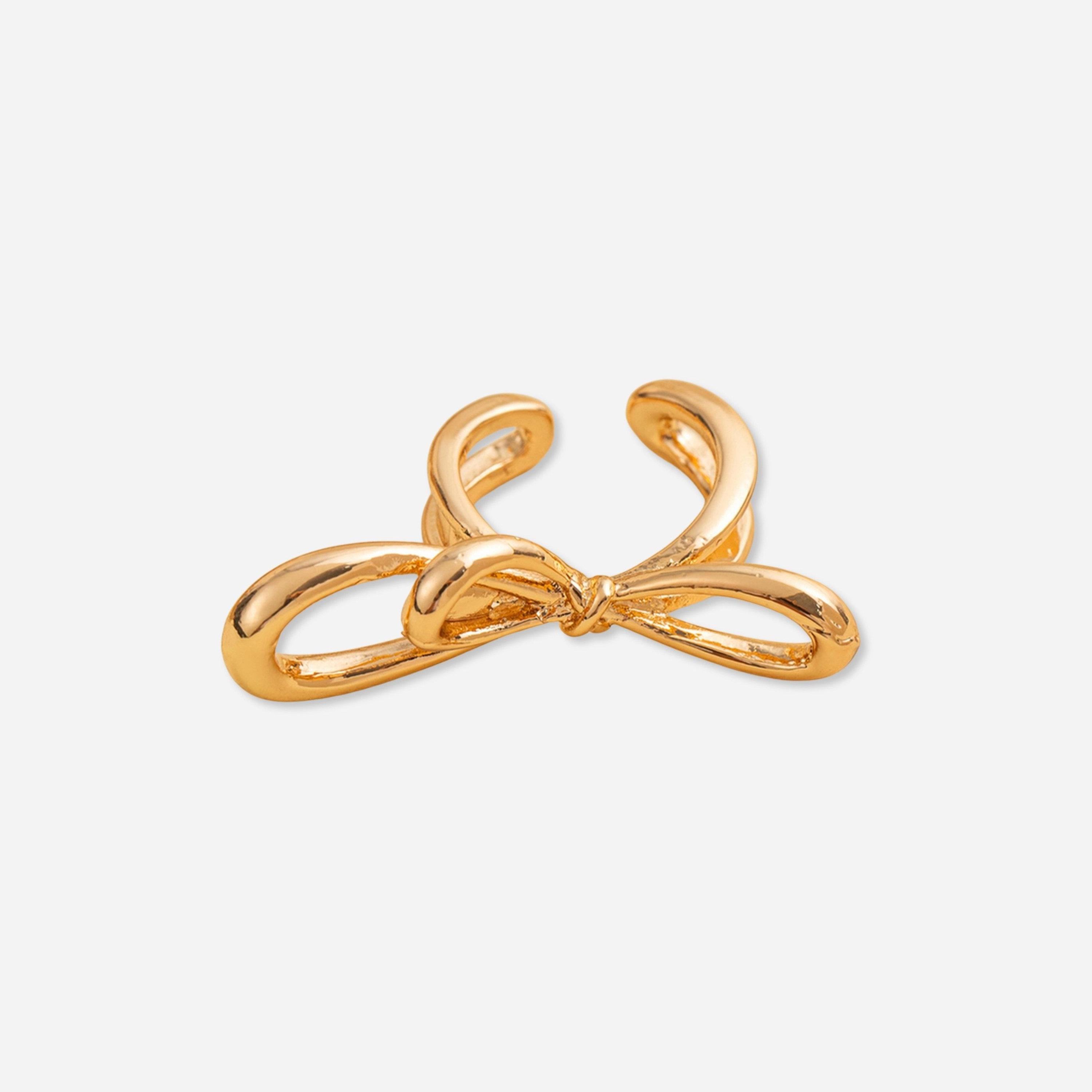 تيك تو - خاتم ذهبي مفتوح على شكل فيونكة-women-watchesandjewellery-jewellery-rings-image-4