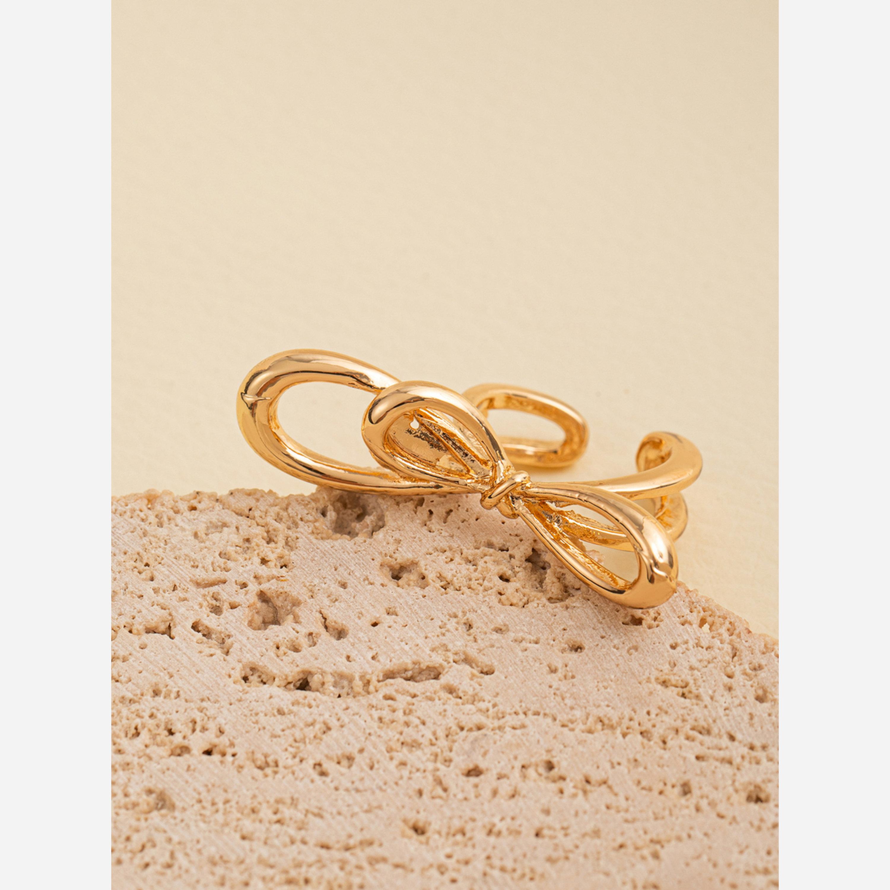 تيك تو - خاتم ذهبي مفتوح على شكل فيونكة-women-watchesandjewellery-jewellery-rings-image-3