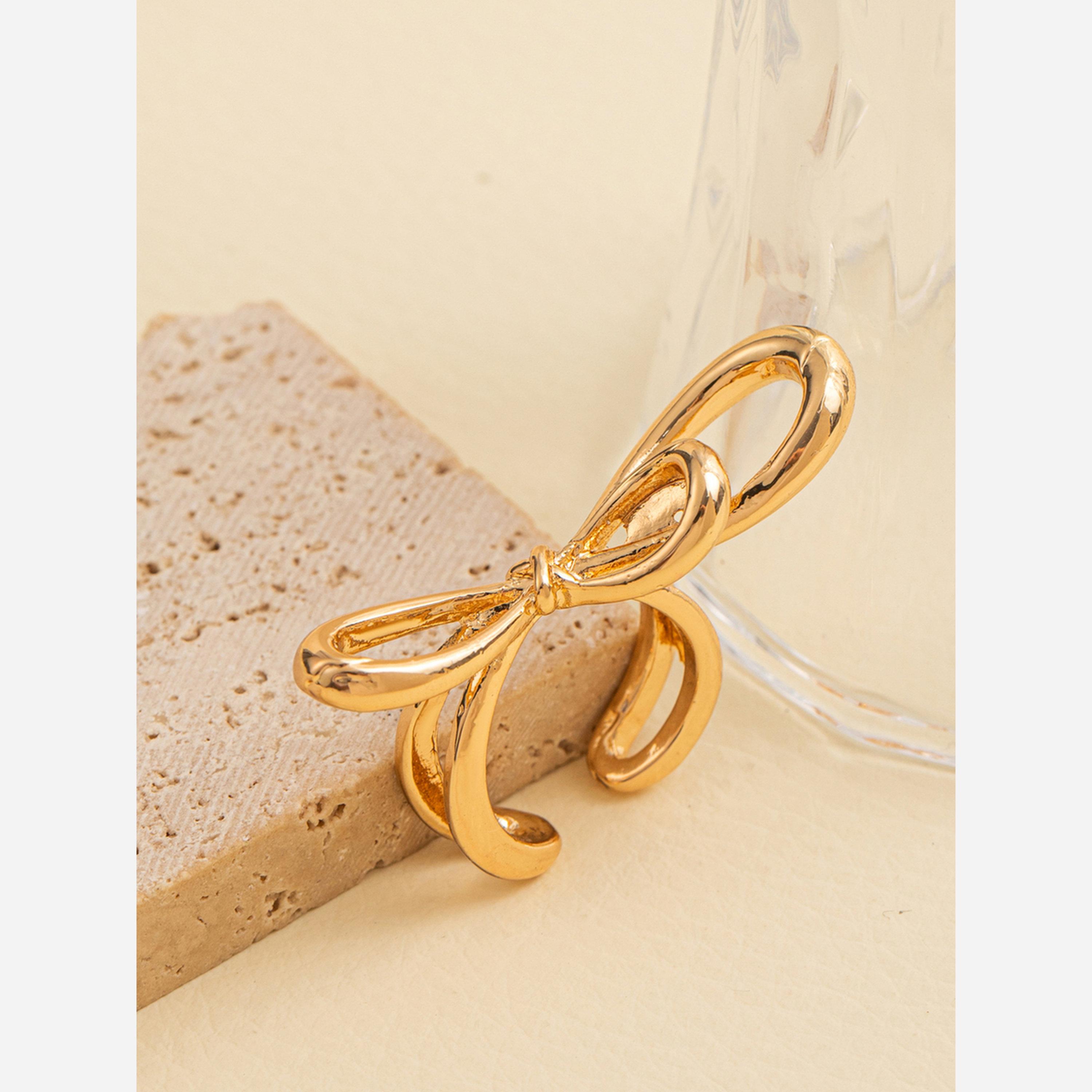 تيك تو - خاتم ذهبي مفتوح على شكل فيونكة-women-watchesandjewellery-jewellery-rings-image-2