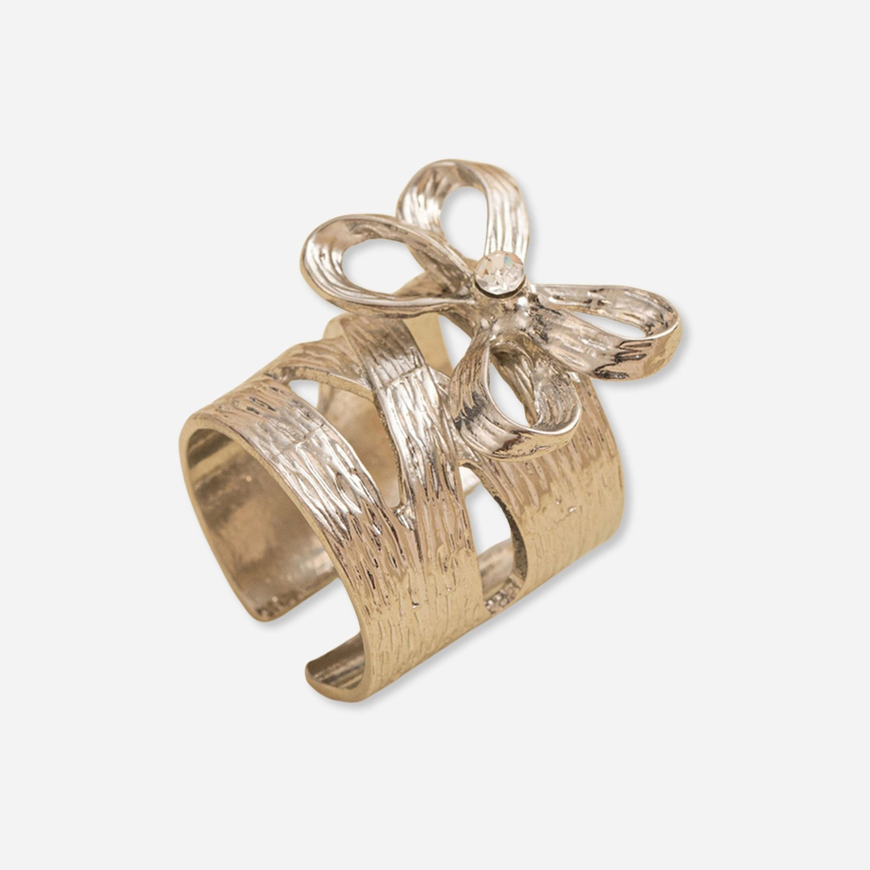 تيك تو - خاتم فضي مفتوح على شكل فيونكة-women-watchesandjewellery-jewellery-rings-image-1