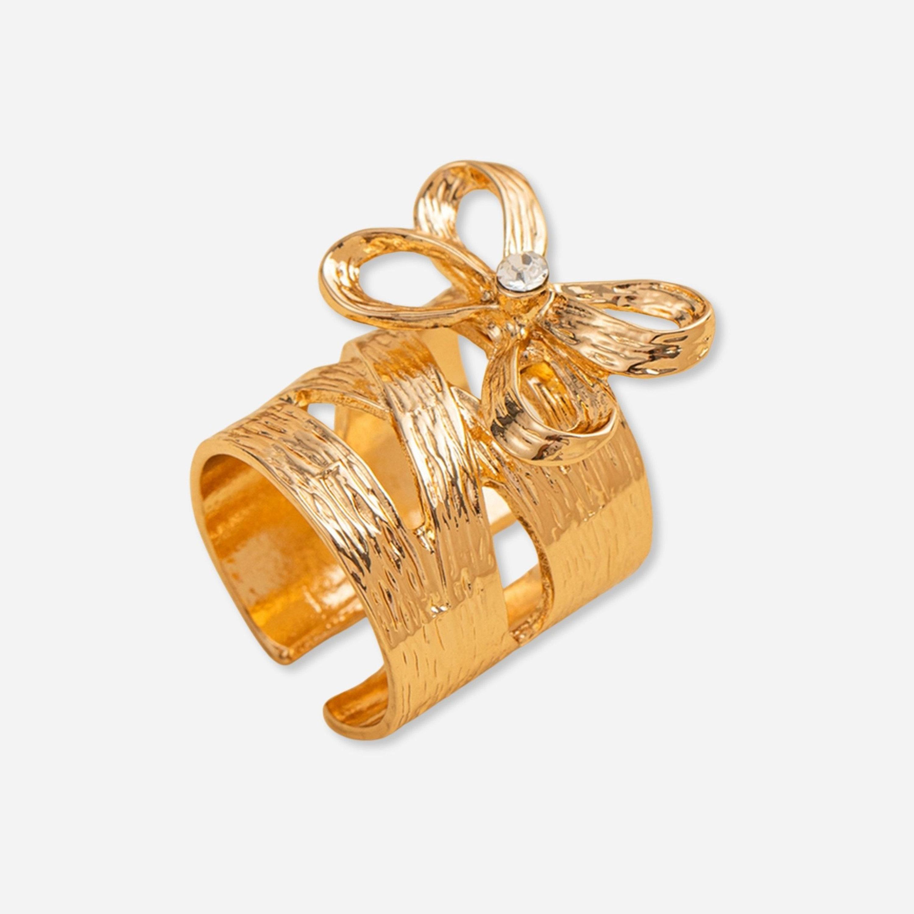Take Two Gold Bow Decor Open Ring-women-watchesandjewellery-jewellery-rings-image-1