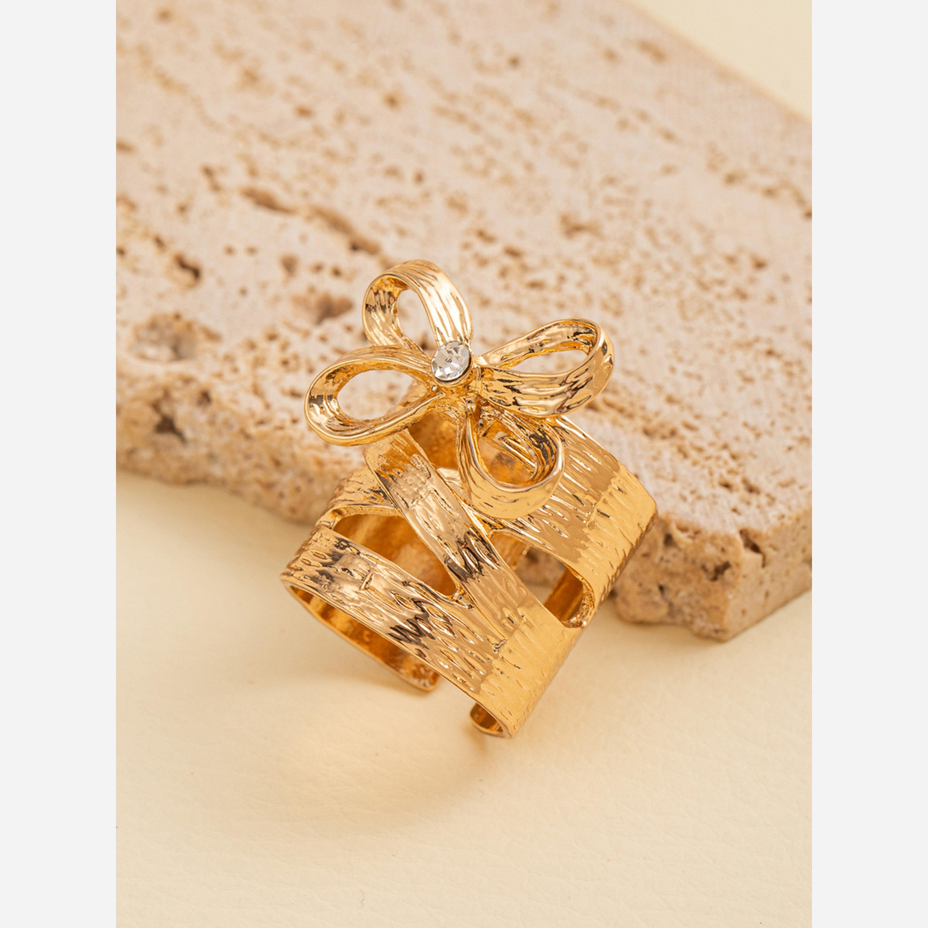 Take Two Gold Bow Decor Open Ring-women-watchesandjewellery-jewellery-rings-image-3