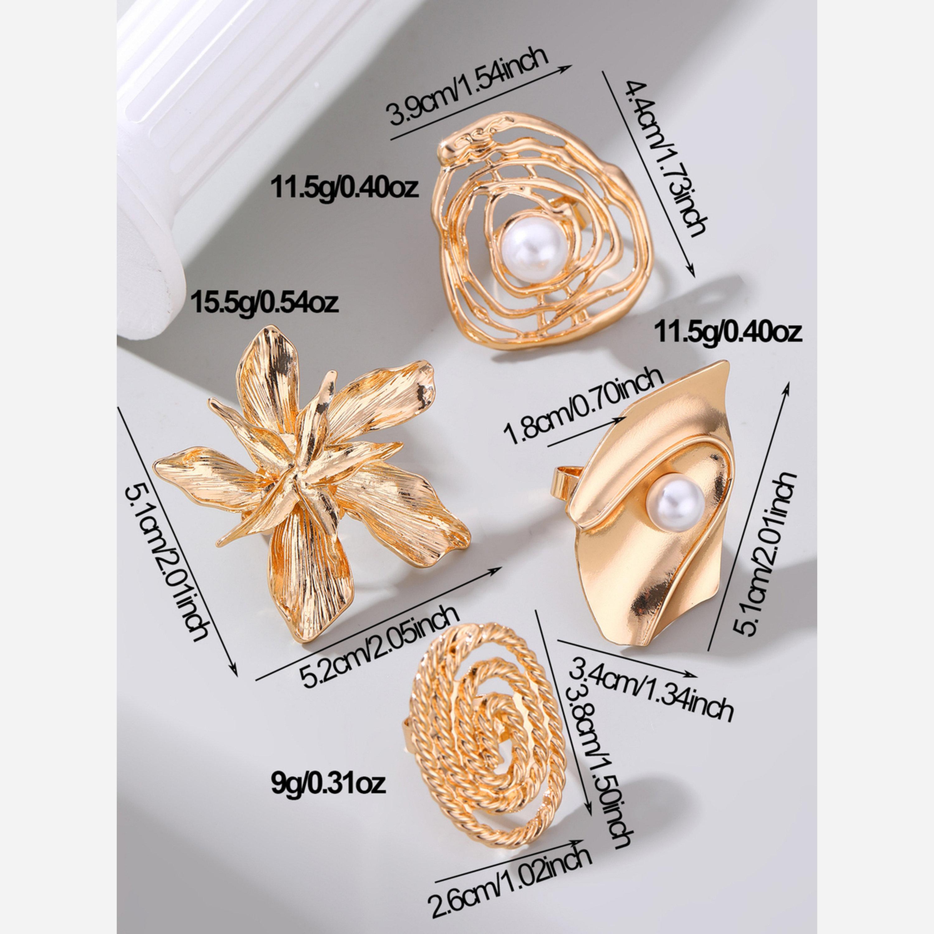 تيك تو - خاتم مزين باللؤلؤ الصناعي تصميم هندسي مقطوع-women-watchesandjewellery-jewellery-rings-image-3