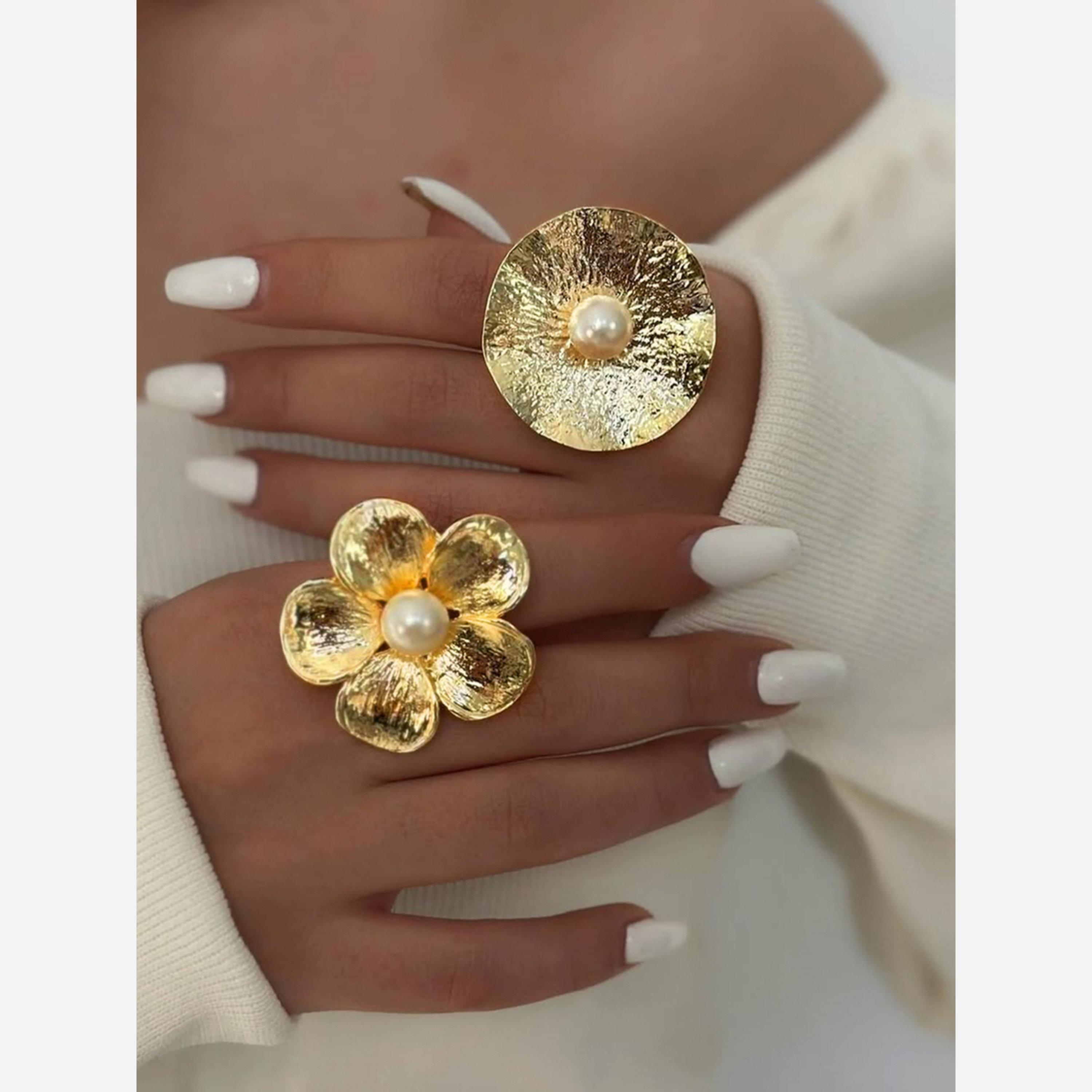 Take Two Flower Faux Pearl Embellished Ring-women-watchesandjewellery-jewellery-rings-image-2