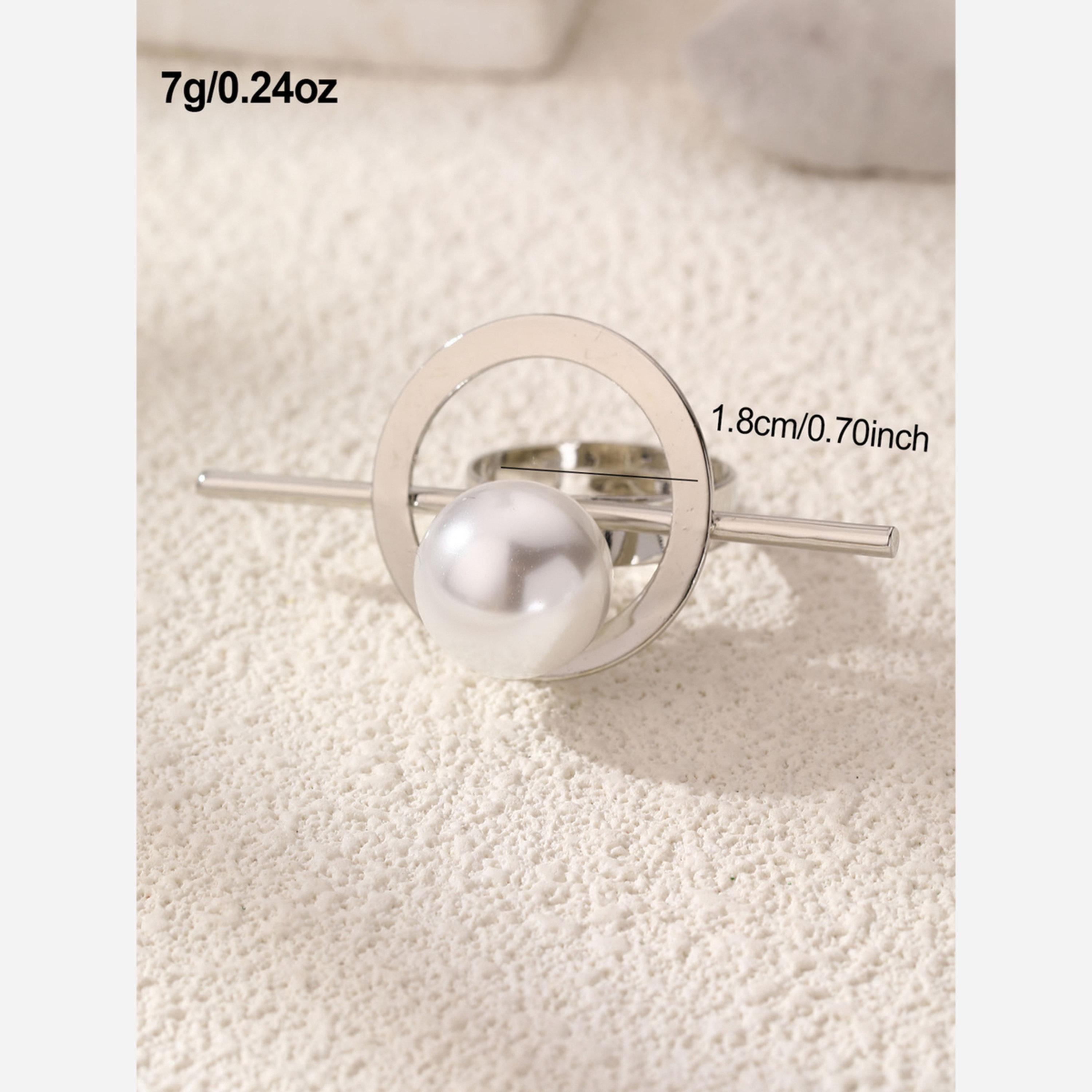 تيك تو - خاتم مزين باللؤلؤ الصناعي تصميم غير متناسق-women-watchesandjewellery-jewellery-rings-image-3