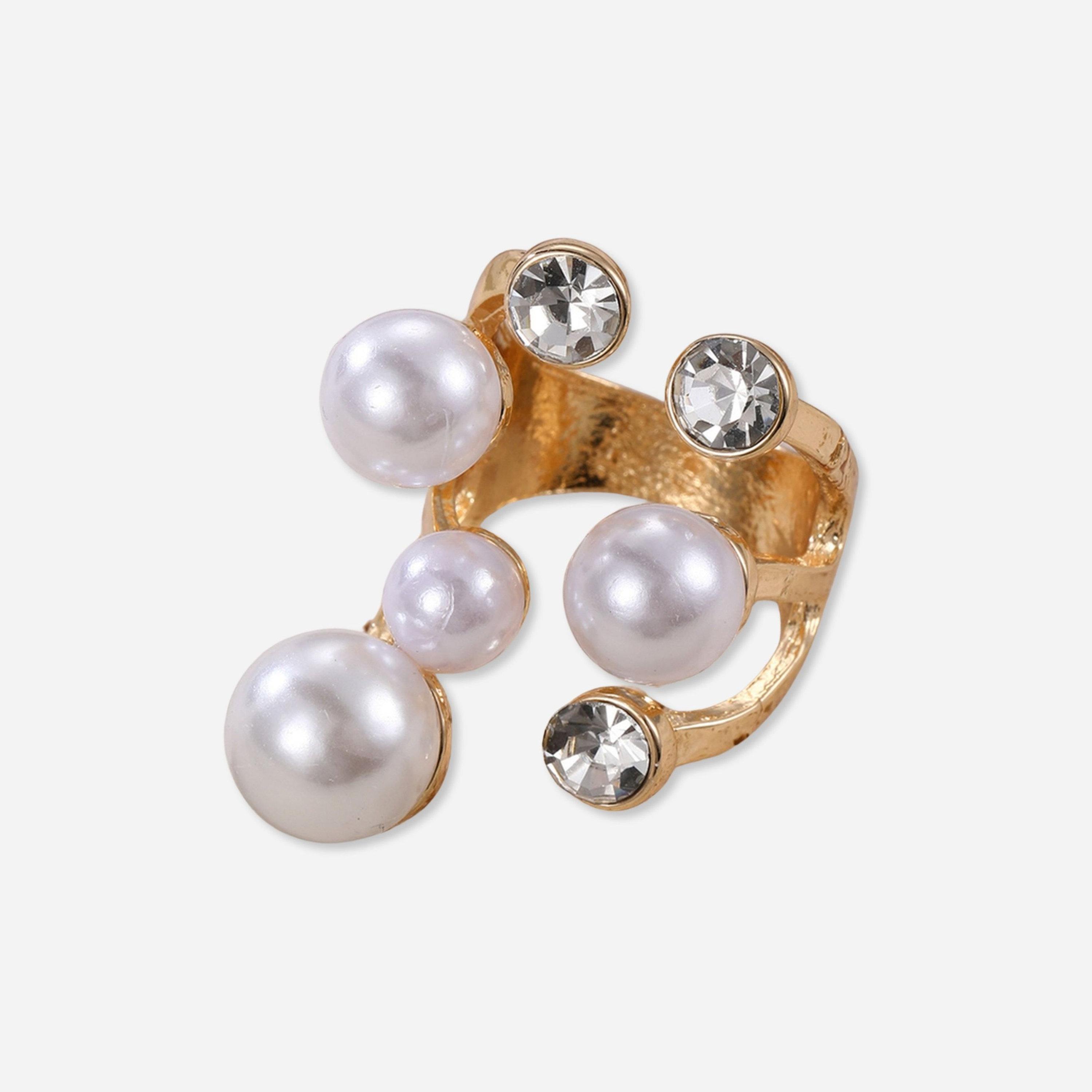 تيك تو - خاتم مرصع بأحجار الراين واللؤلؤ الصناعي-women-watchesandjewellery-jewellery-rings-image-1